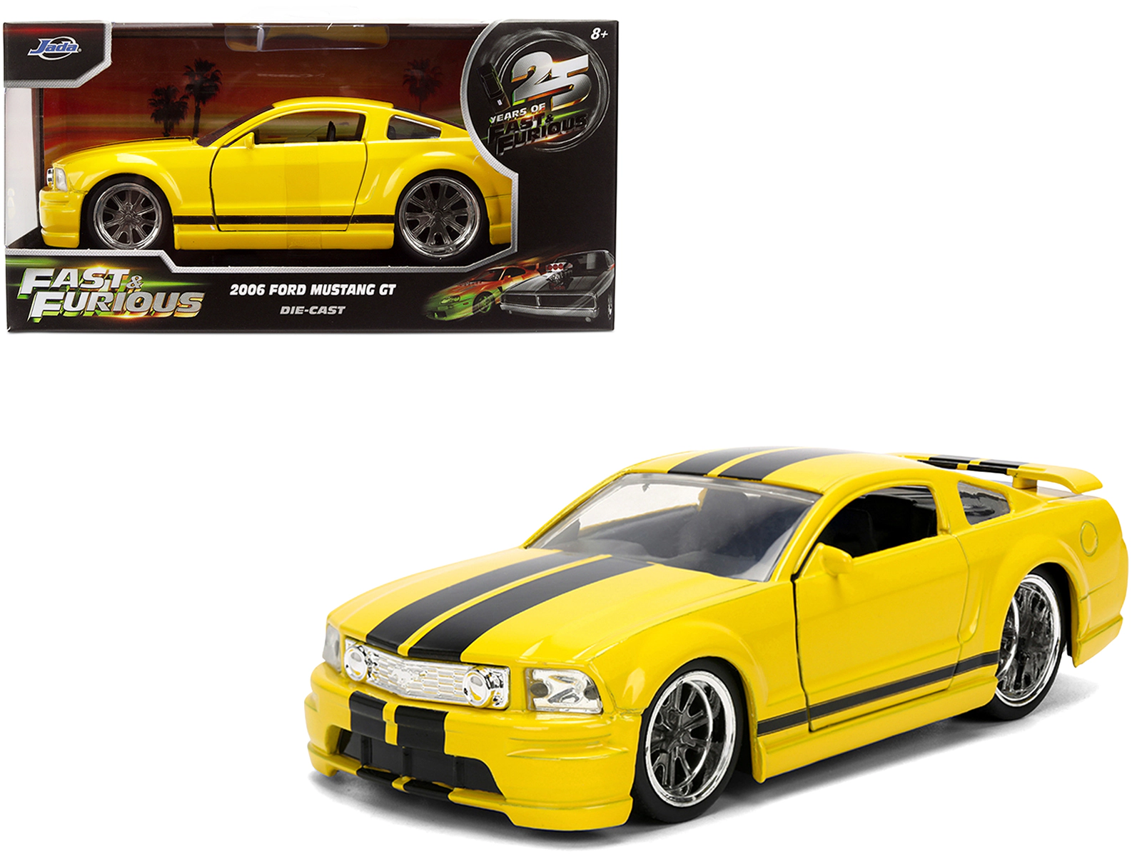 Jada 2006 Ford Mustang GT Yellow with Black Stripes "Fast & Furious 25 Years" Series 1/32 Diecast Model Car by Jada
