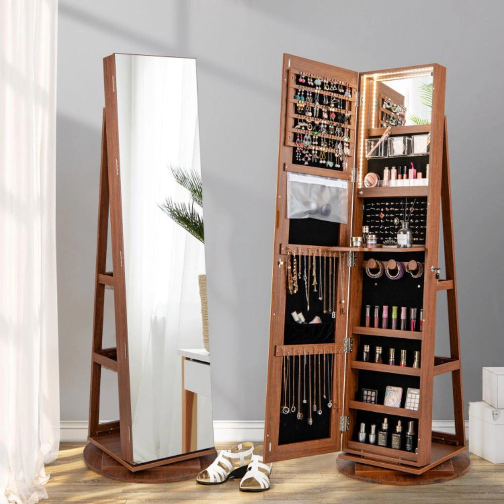 Hivvago Full Length Mirror Jewelry Cabinet with Rotating Design