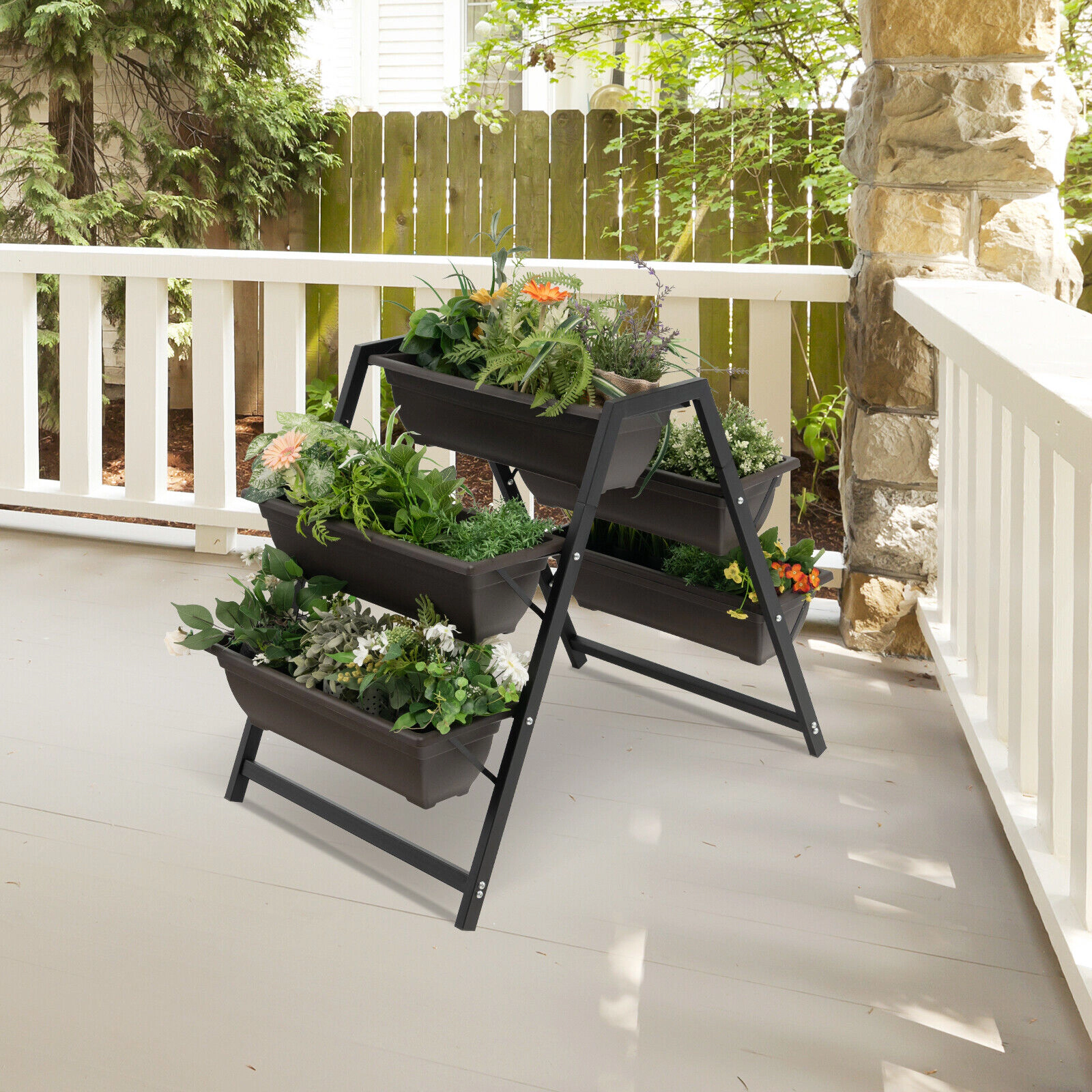 SlickBlue Outdoor Vertical Garden Planter with Metal Frame and Drainage