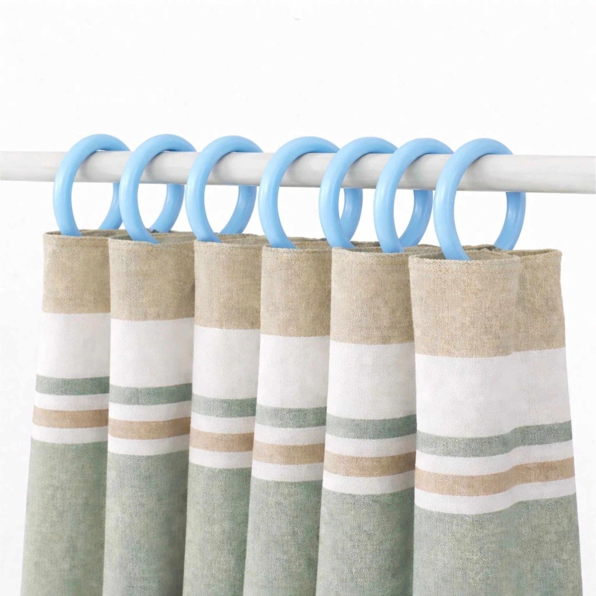 Home Collection 12 Piece Blue Plastic Shower Curtain Hook Set