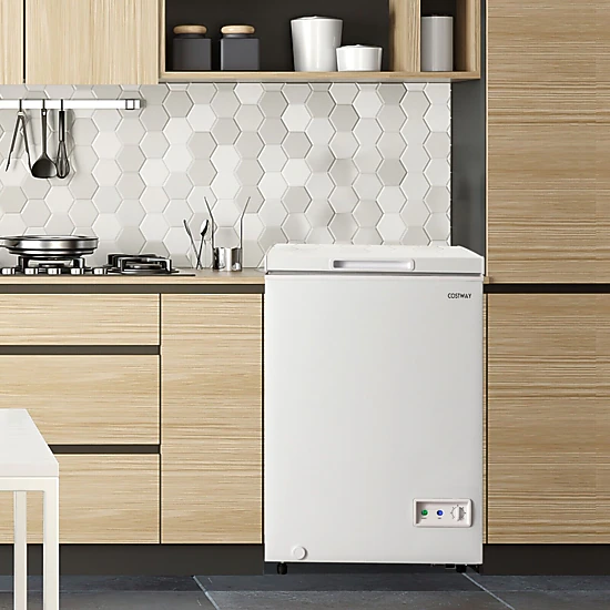 Slickblue Compact Chest Freezer with 7-Setting Control, White