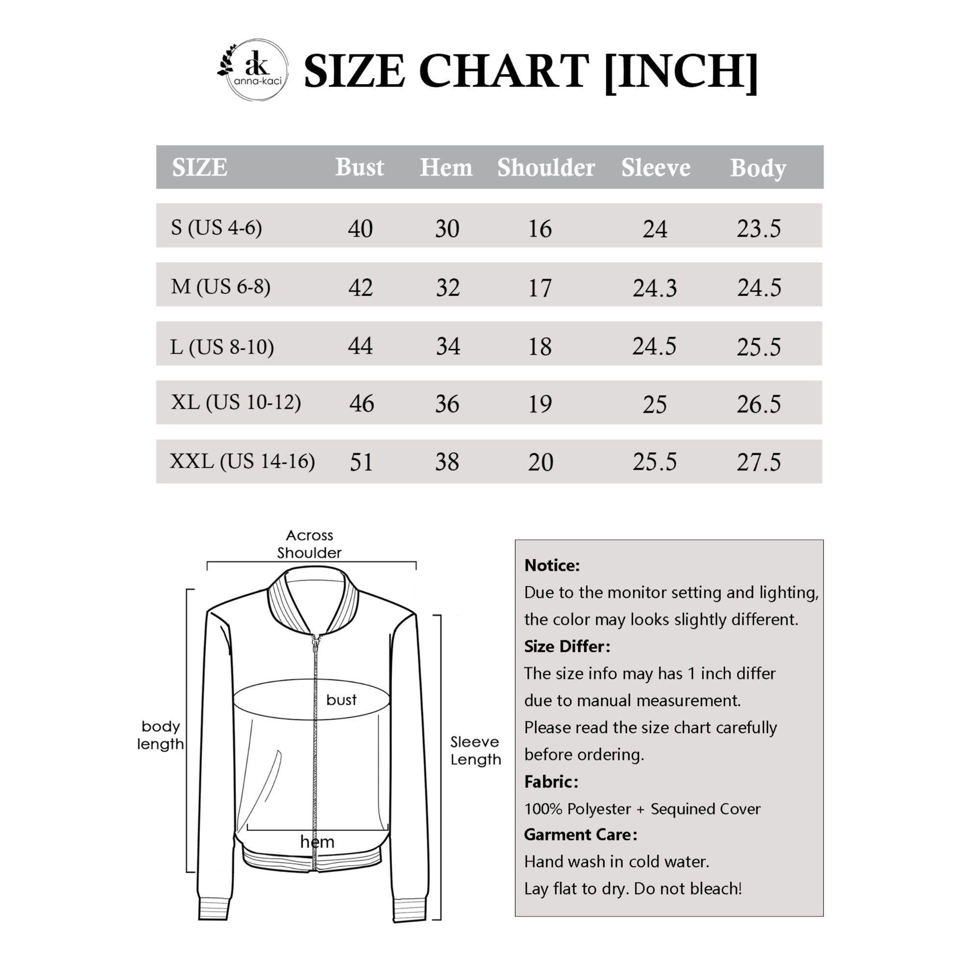 Anna-Kaci Women's Sequin Bomber Jacket Zip Front Ribbed Cuffs and Hem Pockets