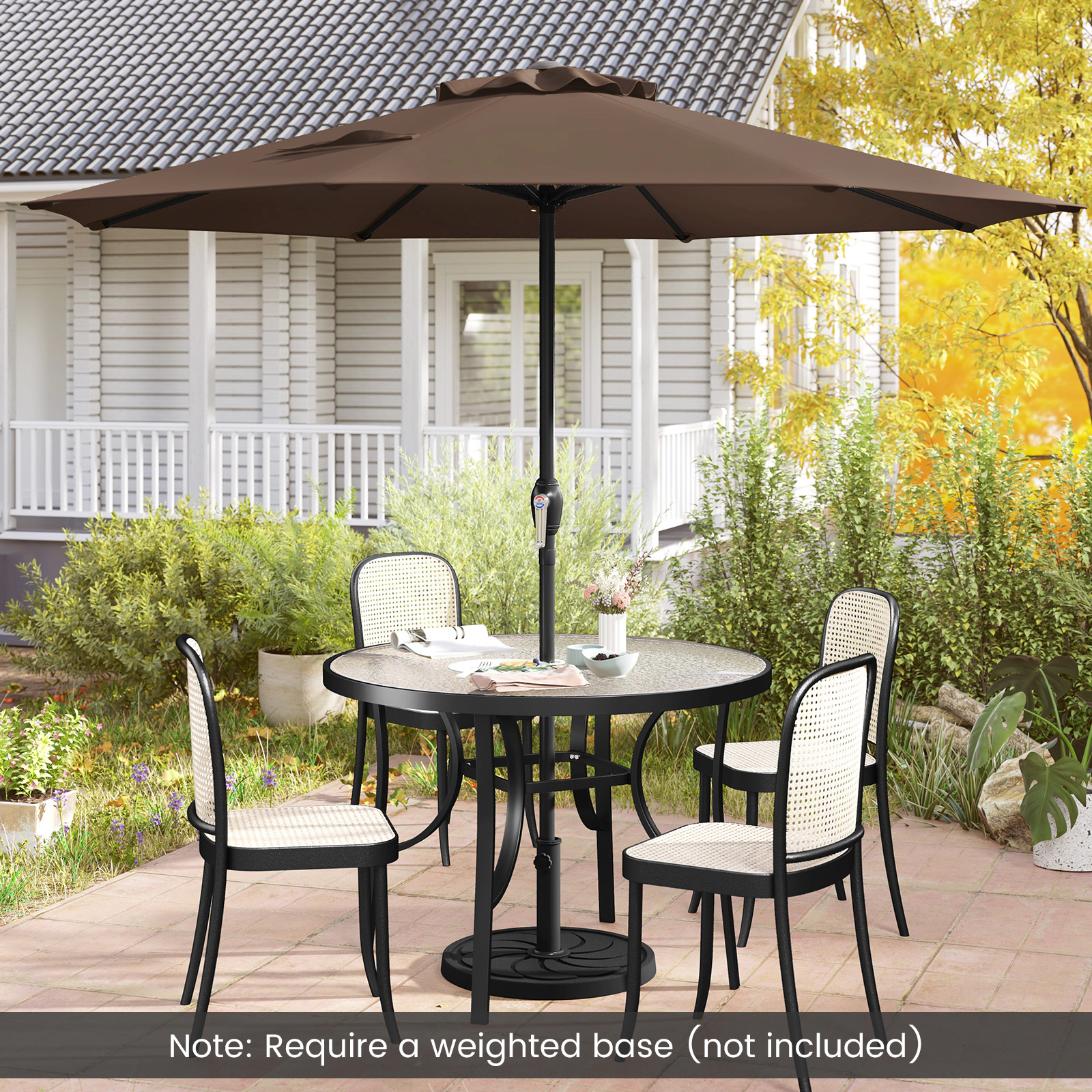 SUGIFT Coffee Crank Handle and 8 Heavy-Duty Ribs 8.5 FT Outdoor Market Patio Umbrella