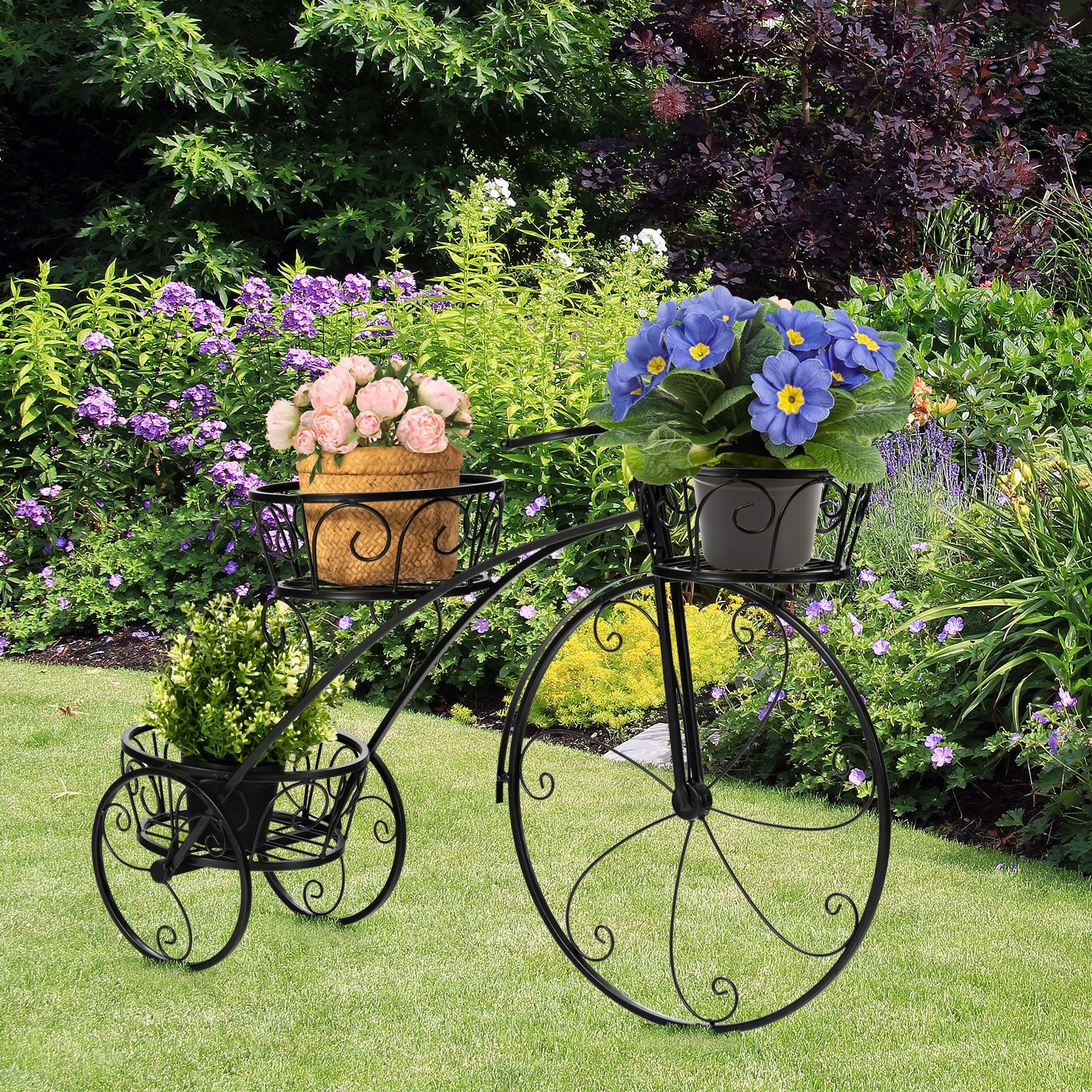 SlickBlue Unisex 3-Tier Tricycle Plant Stand Flower Pot Holder