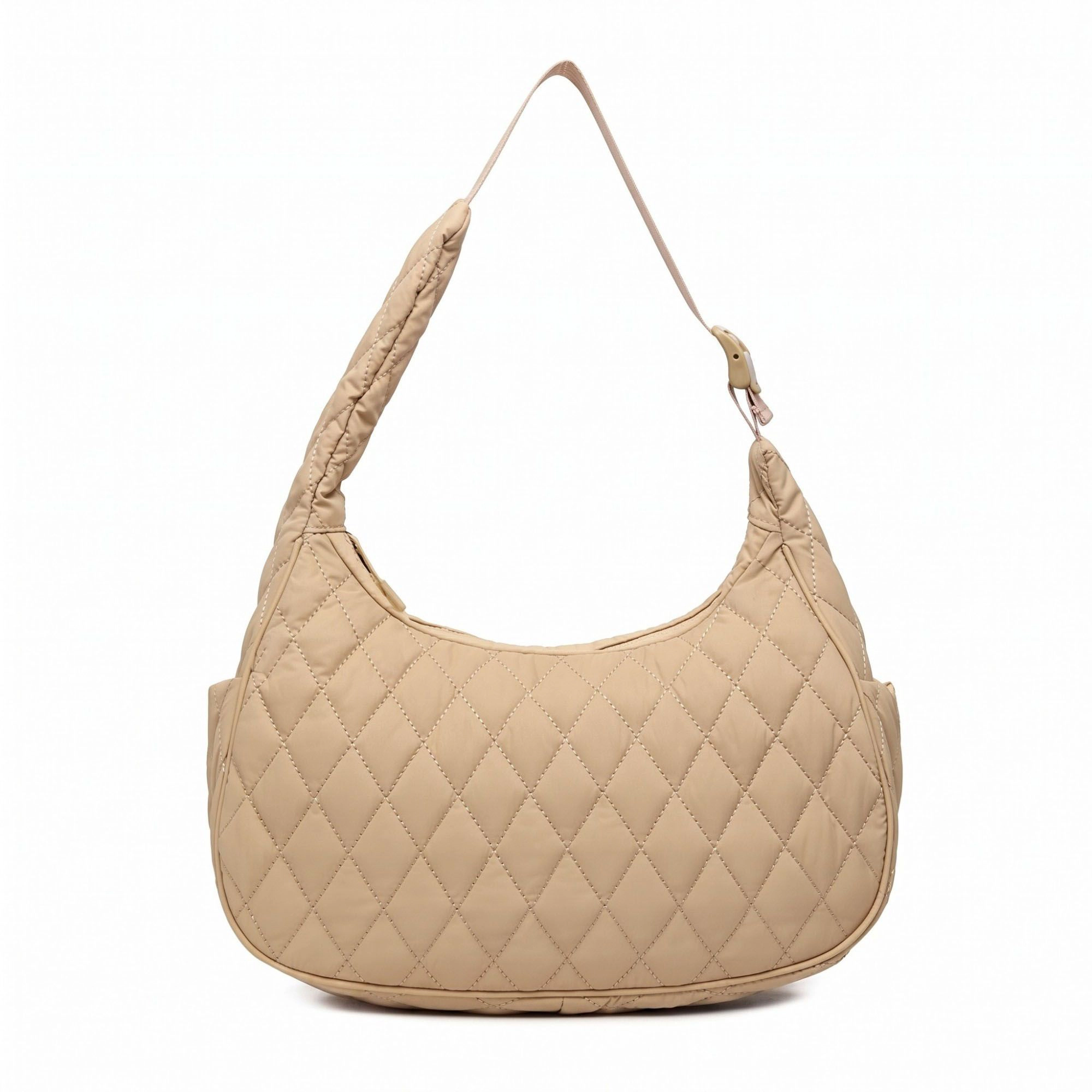 Alilang Women's Quilted Hobo Shoulder Bag with Adjustable Strap and Side Pockets 13.5x5.5x9in