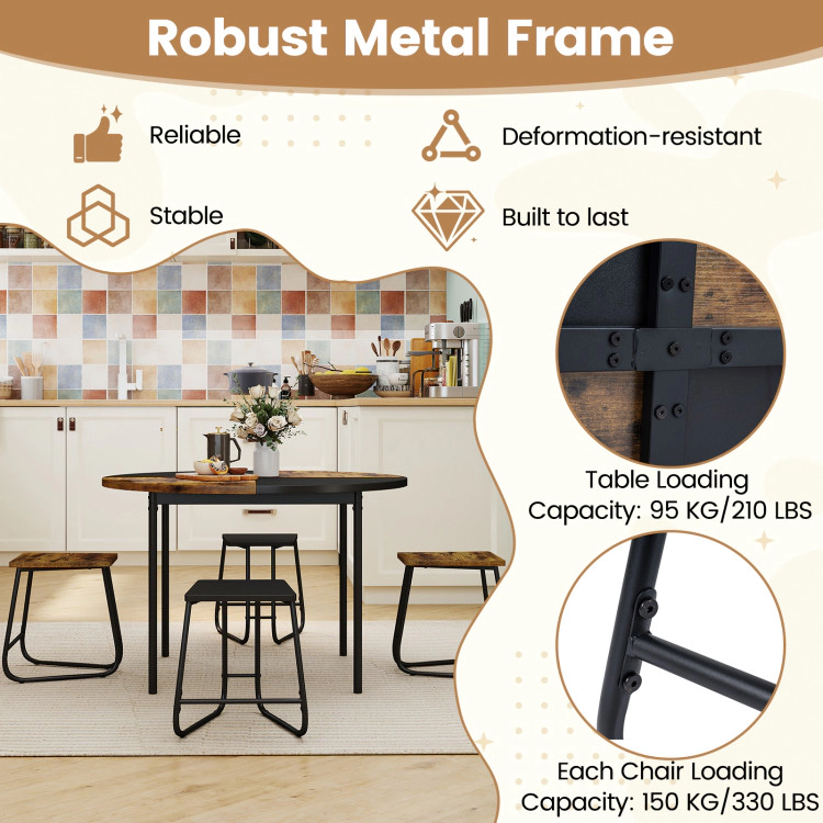 Hivvago 5-Piece Dining Set For 4 47 Inch Round  Kitchen Table And 4 Stools