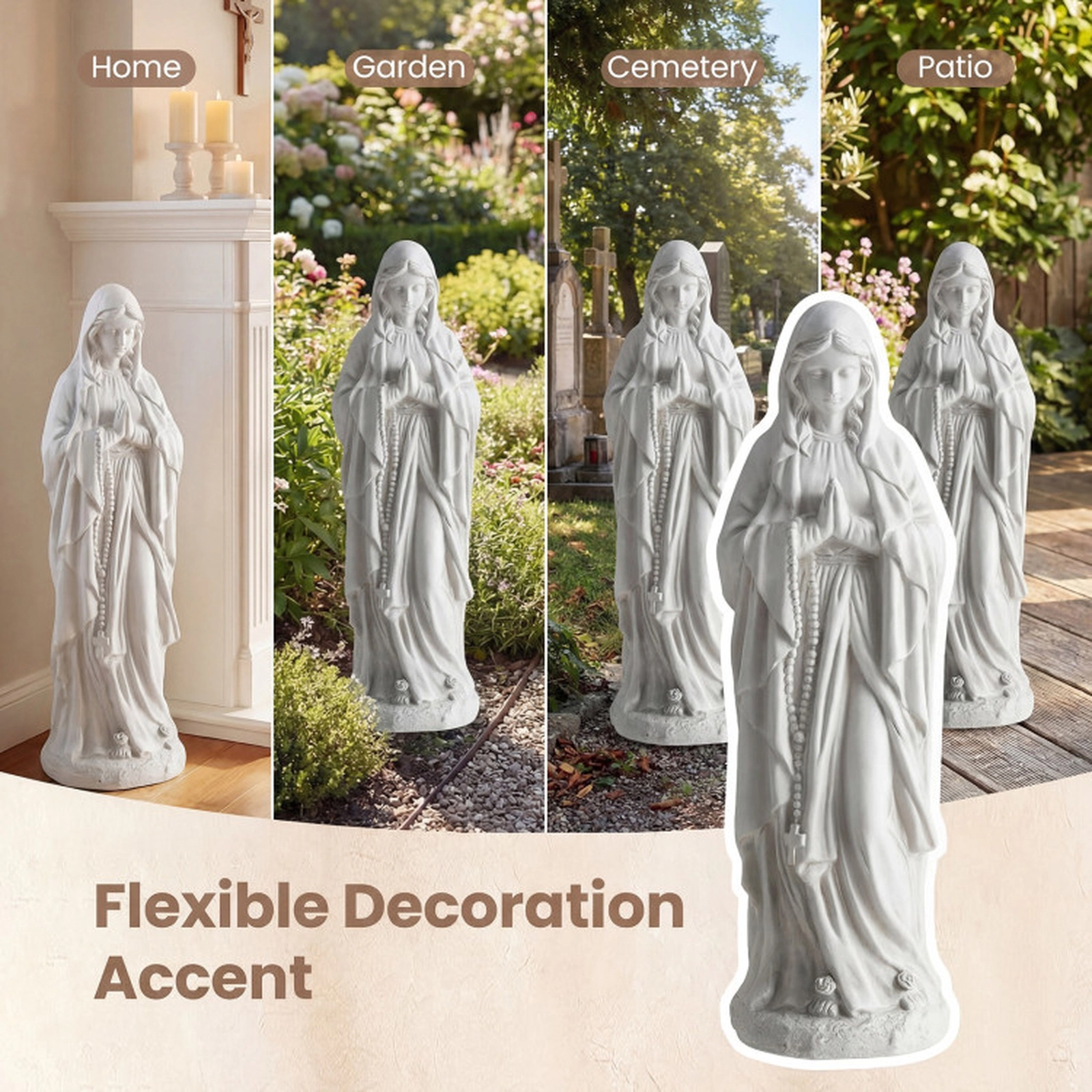SUGIFT 29.5-in Tall Virgin Mary Outdoor Religious Yard Art Statue Magnesium Oxide Fiber Reinforced 10-lb Gray 1-Piece