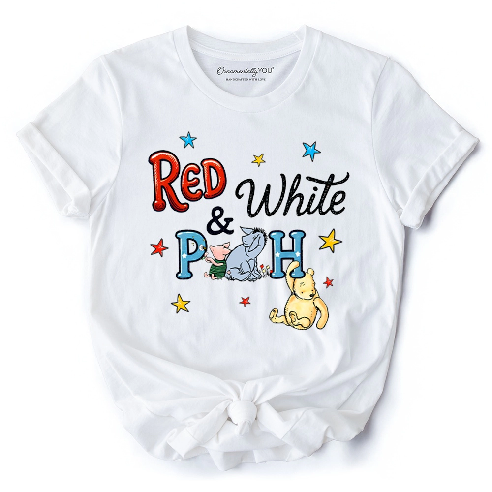 OrnamentallyYou Womens Red White & Proud Winnie-The-Pooh 4th Of July T-Shirt