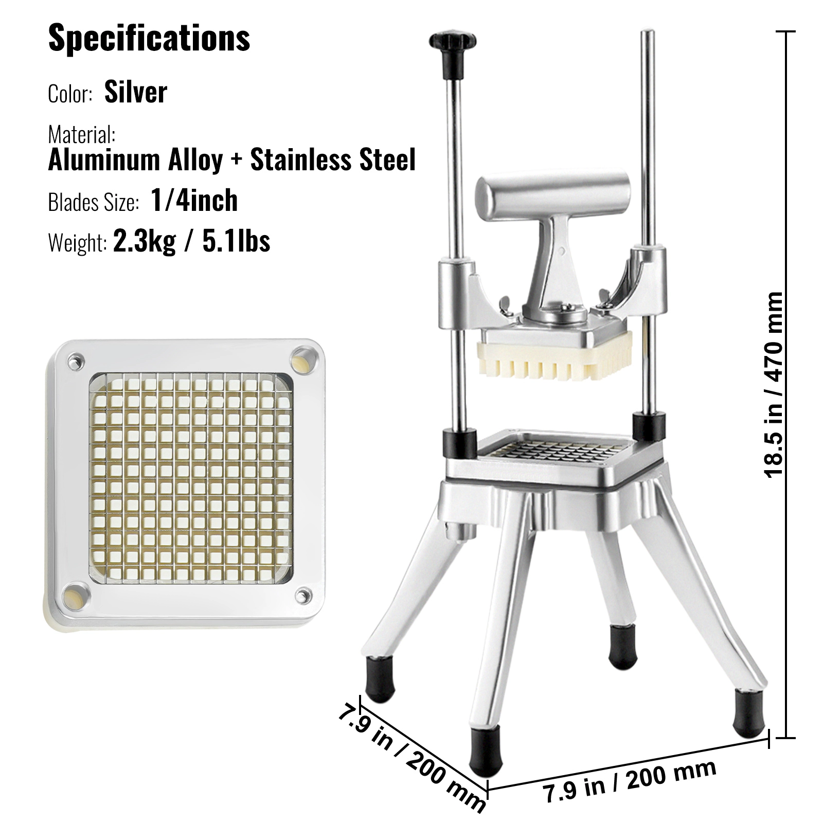 HONGGE Commercial Vegetable Fruit Chopper Blade Heavy Duty Professional Food Dicer French Fry Cutter Onion Slicer