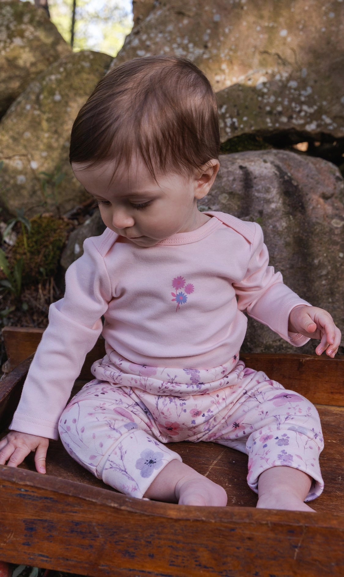 Deux par Girls Organic Cotton Evolutive Pants with Printed Flowers