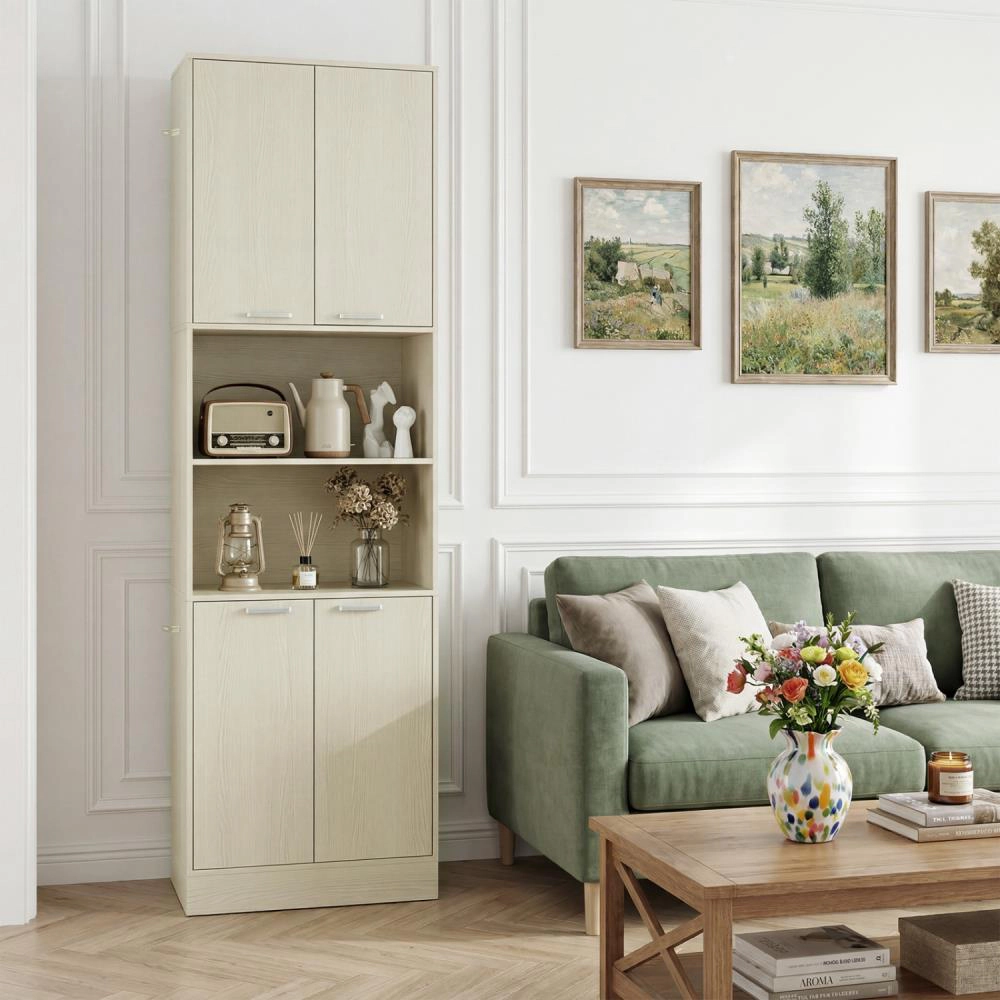 Hivvago Kitchen Pantry Cabinet Tall Cupboard With Doors And Shelves