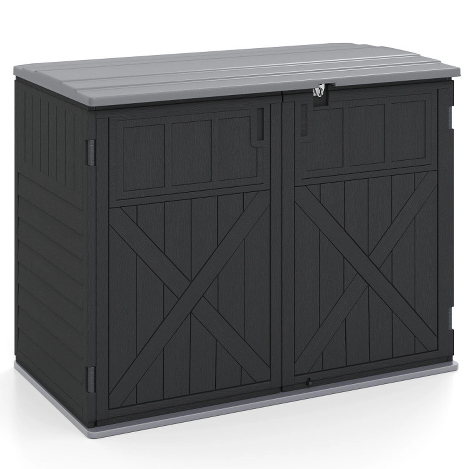 SUGIFT 20-Cu-Ft Lockable 3-Door Resin Horizontal Outdoor Storage Shed 46.5-in x 25-in x 37-in 860-lb Capacity Black
