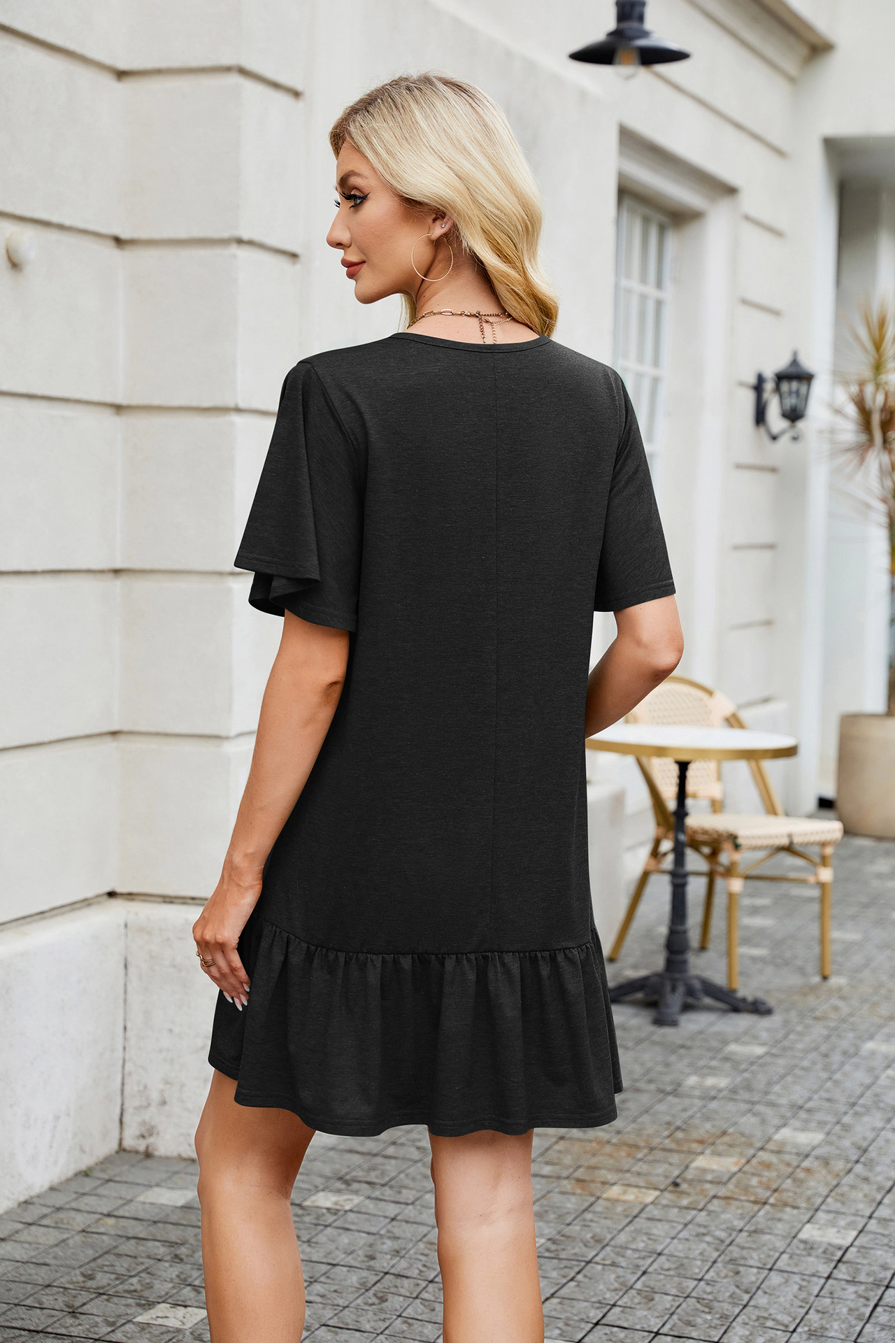 Enchanted Funland Womens Round Neck Ruffle Hem Dress