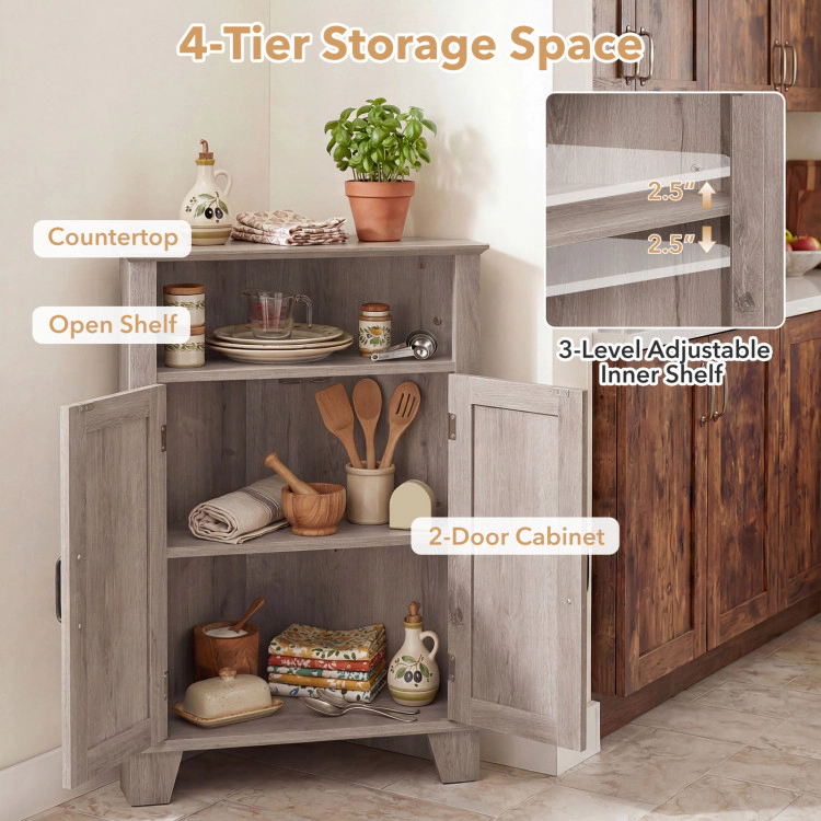 Hivvago 4-Tier Corner Storage Cabinet With Open Shelf