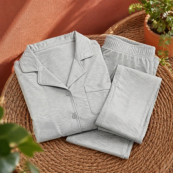 WZK Womens 2-Piece Ultra Soft Button Up Lounge Sleepwear Pajama Set
