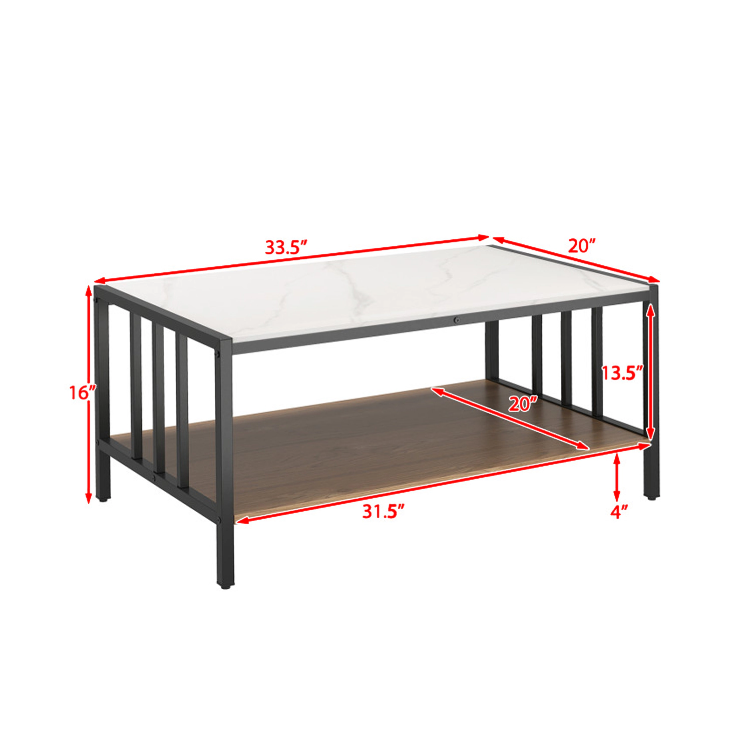 Hivvago Functional 2-Tier Center Table with Premium Sintered Stone Surface
