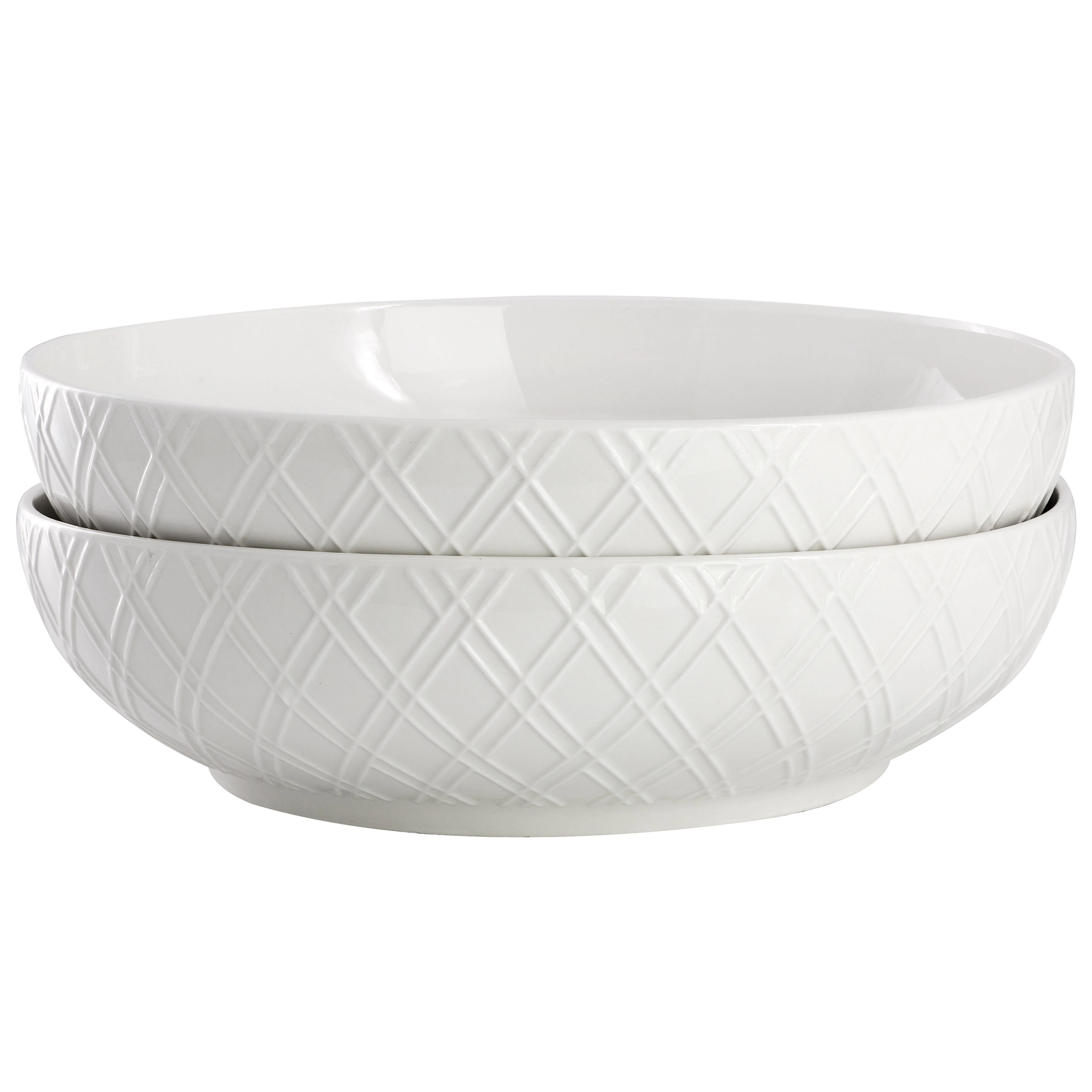 Gibson Home Great Essentials 2 Piece Fine Ceramic 8.2in Dinner Bowl Set in White