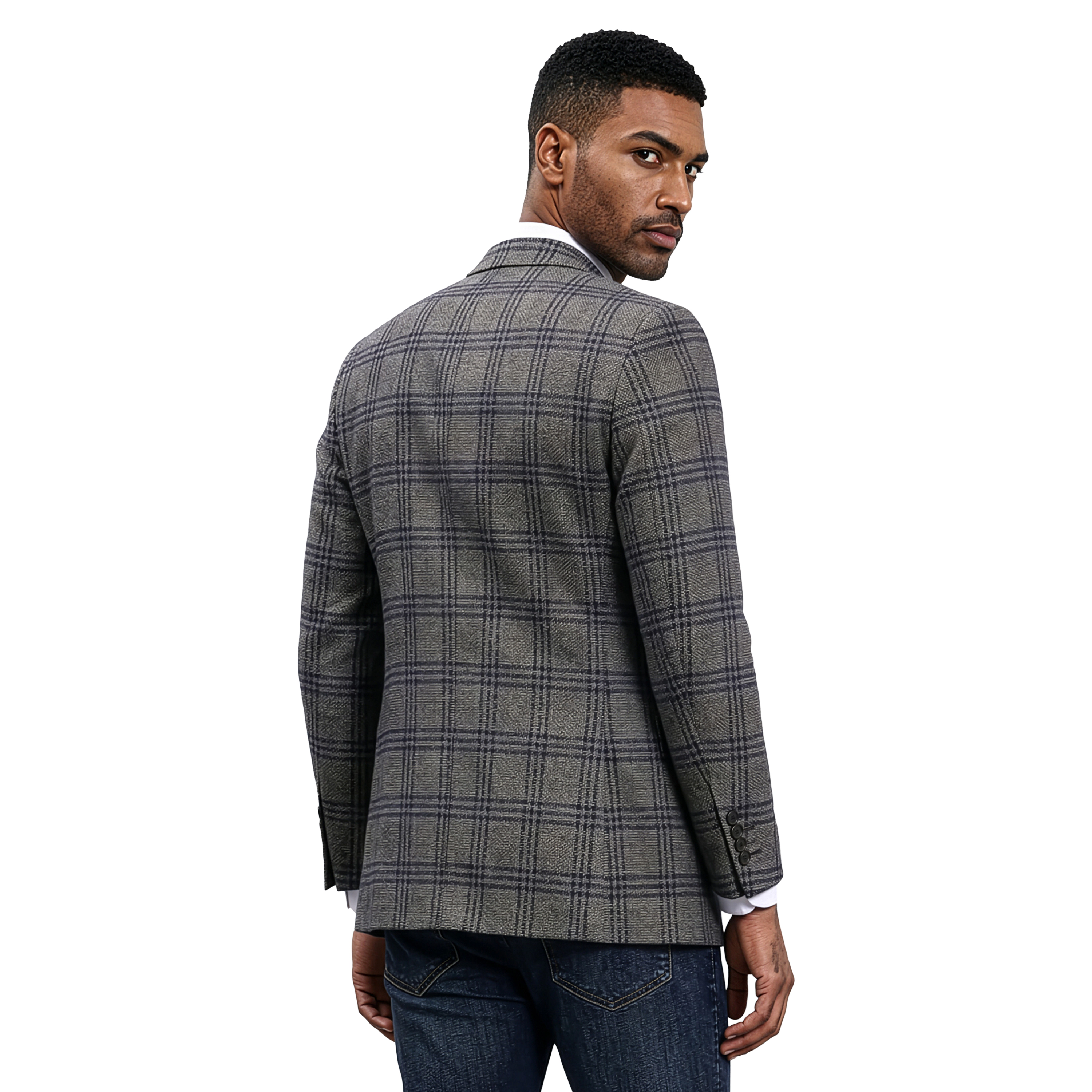 Tazzio Mens Slim Fit Glen Plaid Sport Coat