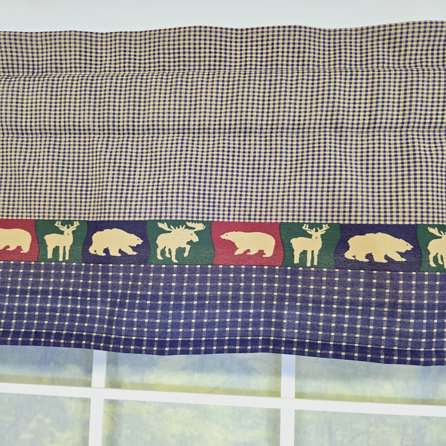 RLF Home 100% Cotton Cabin Tailored  Fully lined Windows Rod Pocket Valance 50" x 15"  Blue