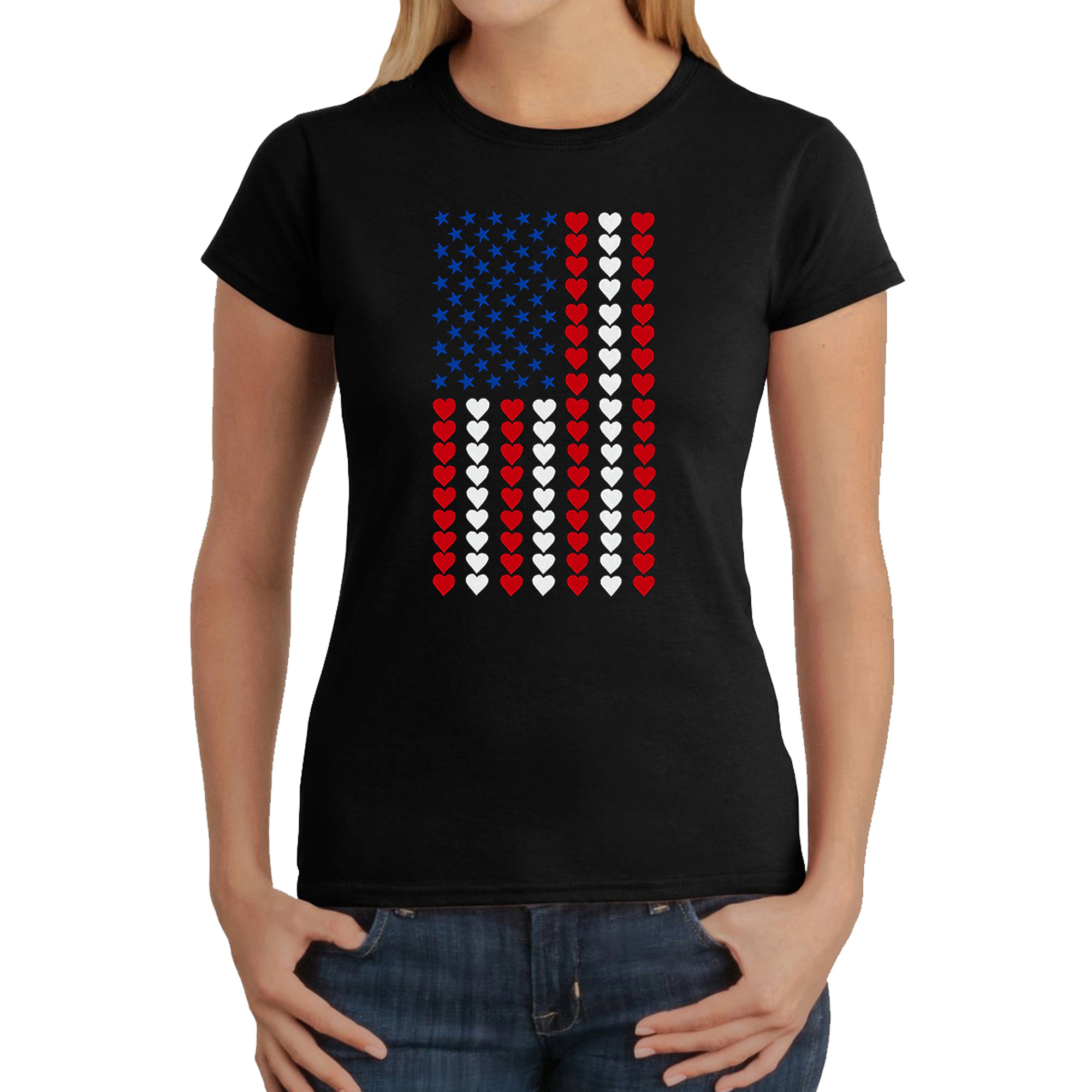 LA Pop Art Women's Word T-Shirt - Heart Flag