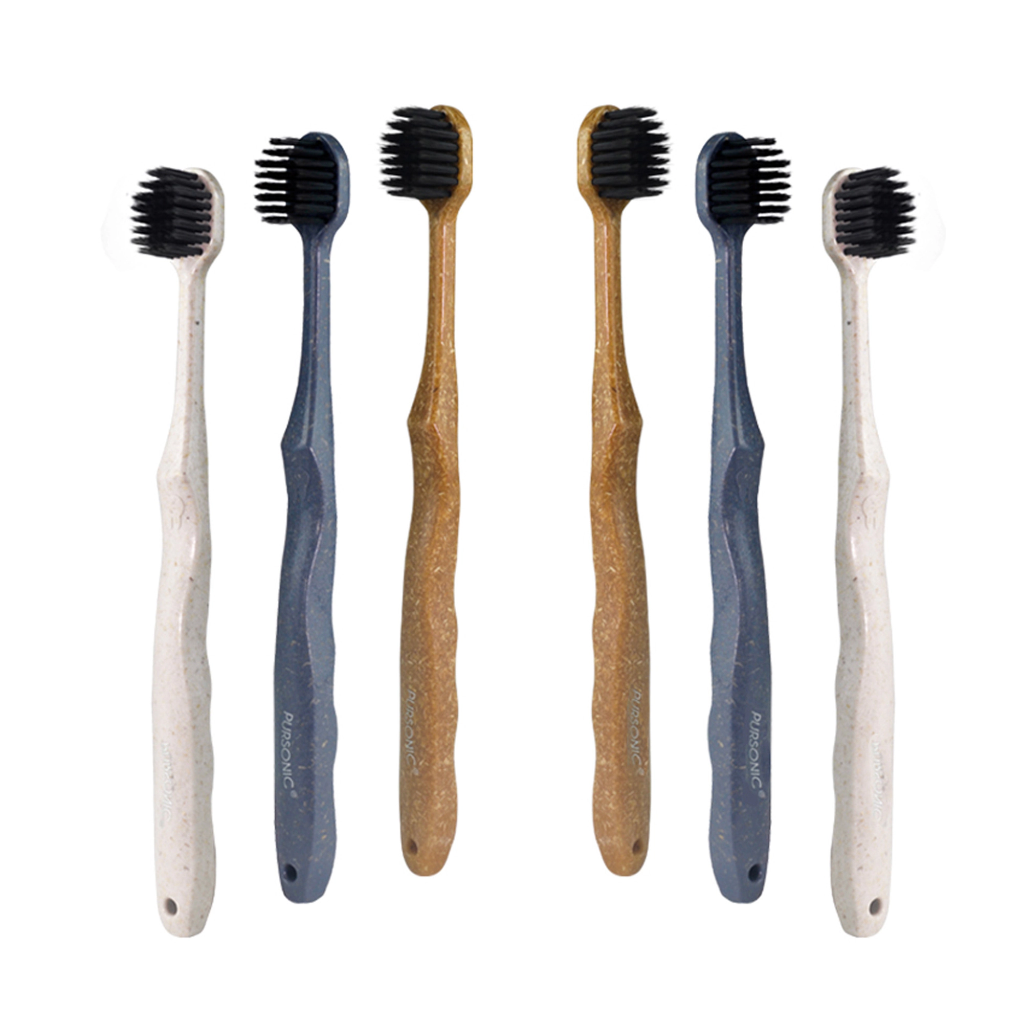 Pursonic Unisex Charcoal Whitening Toothbrush – Wide Brush Head Natural Cedarwood Handle Toothbrush