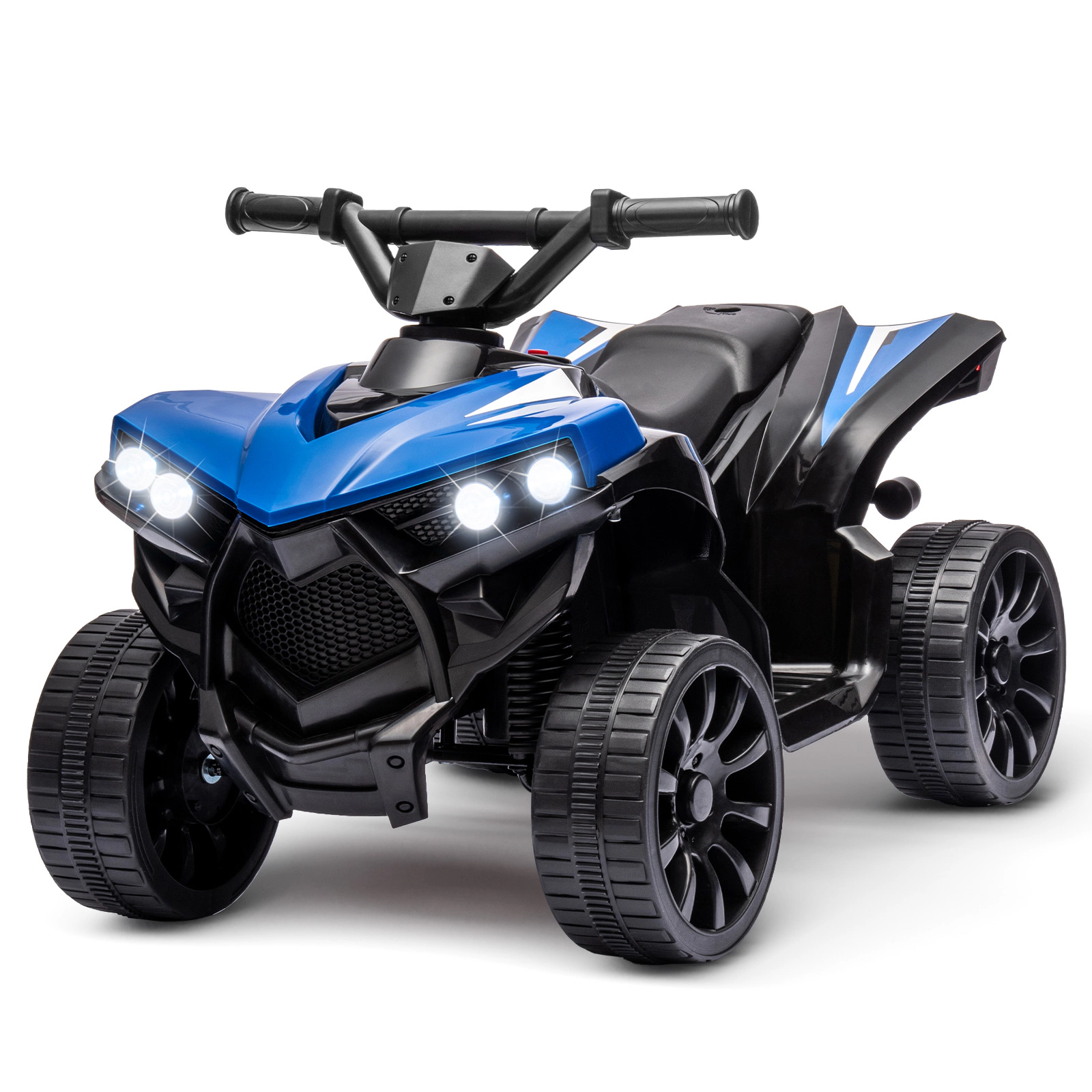 Enjyam 6V Kids ATV Quad Ride On Toy, Electric 4-Wheeler w/1.8MPH Speed, Music, LED Headlight, Foot Pedal