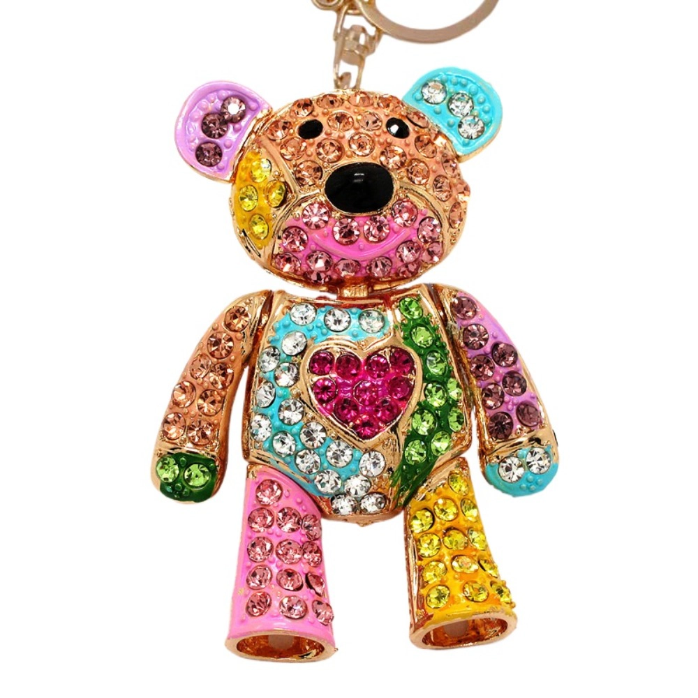 Premium Charms Womens Rhinestone Teddy Bear Keychain