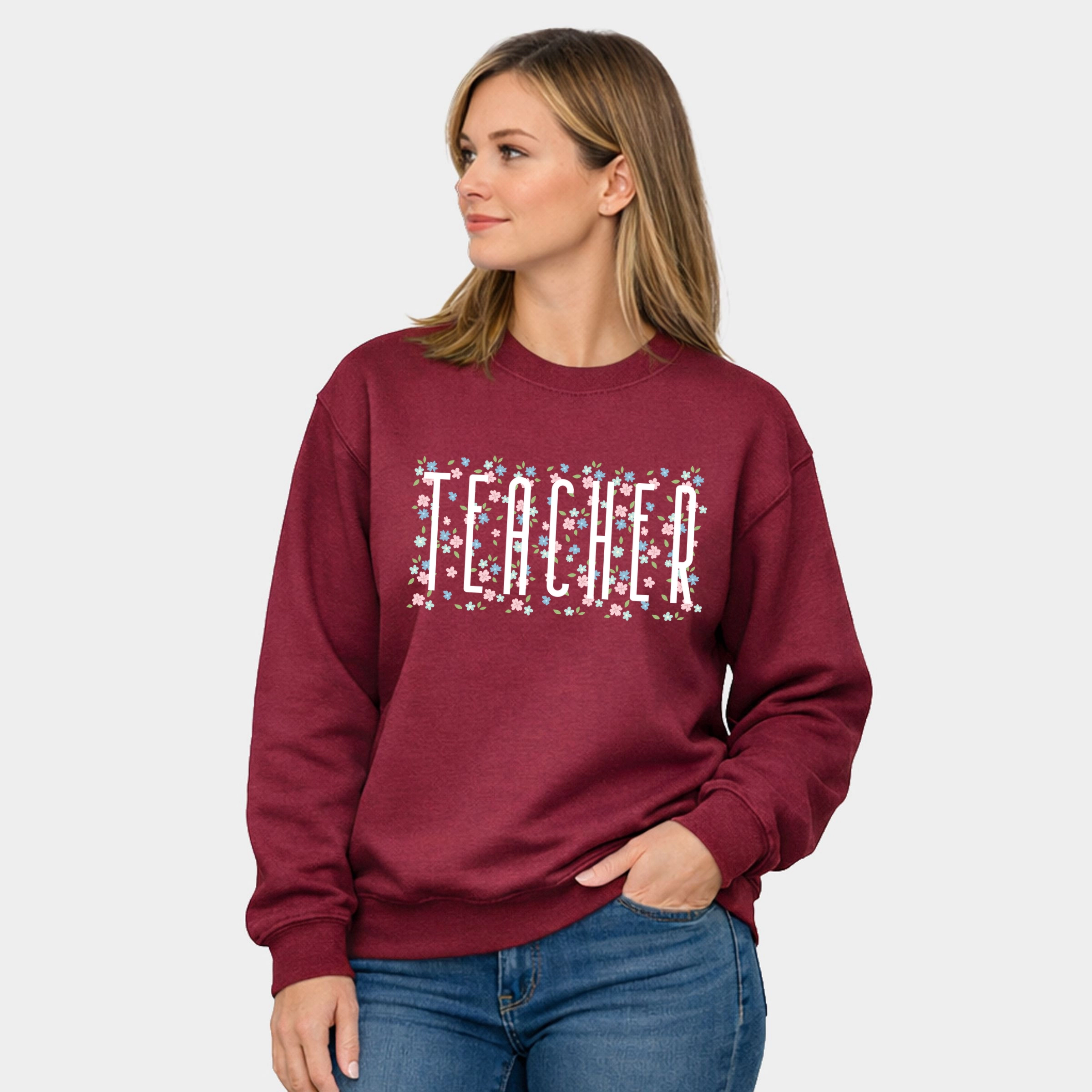 Simply Sage Market - Teacher Tall Floral  Women's Graphic Sweatshirt