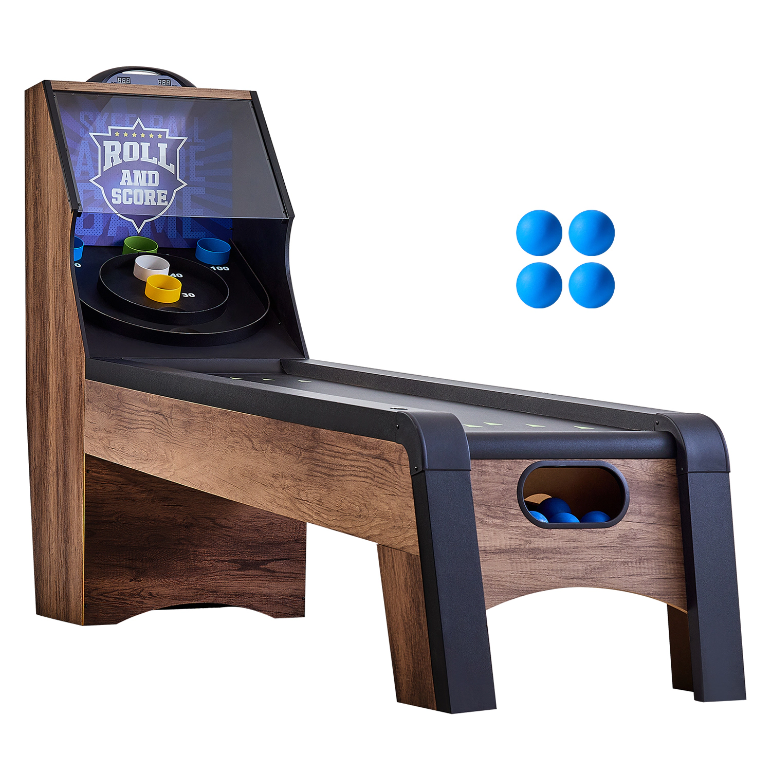 HONGGE Roll and Score Classic Arcade Table Game with Electronic Scorer, Sound, Automatic Ball Return, 4 Balls Included
