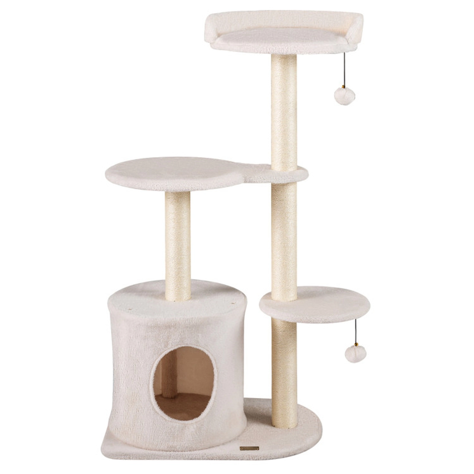 SUGIFT 43-in Beige Cat Tree for Indoor Cats with 15-in Round Raised-Edge Perches and Sisal Posts