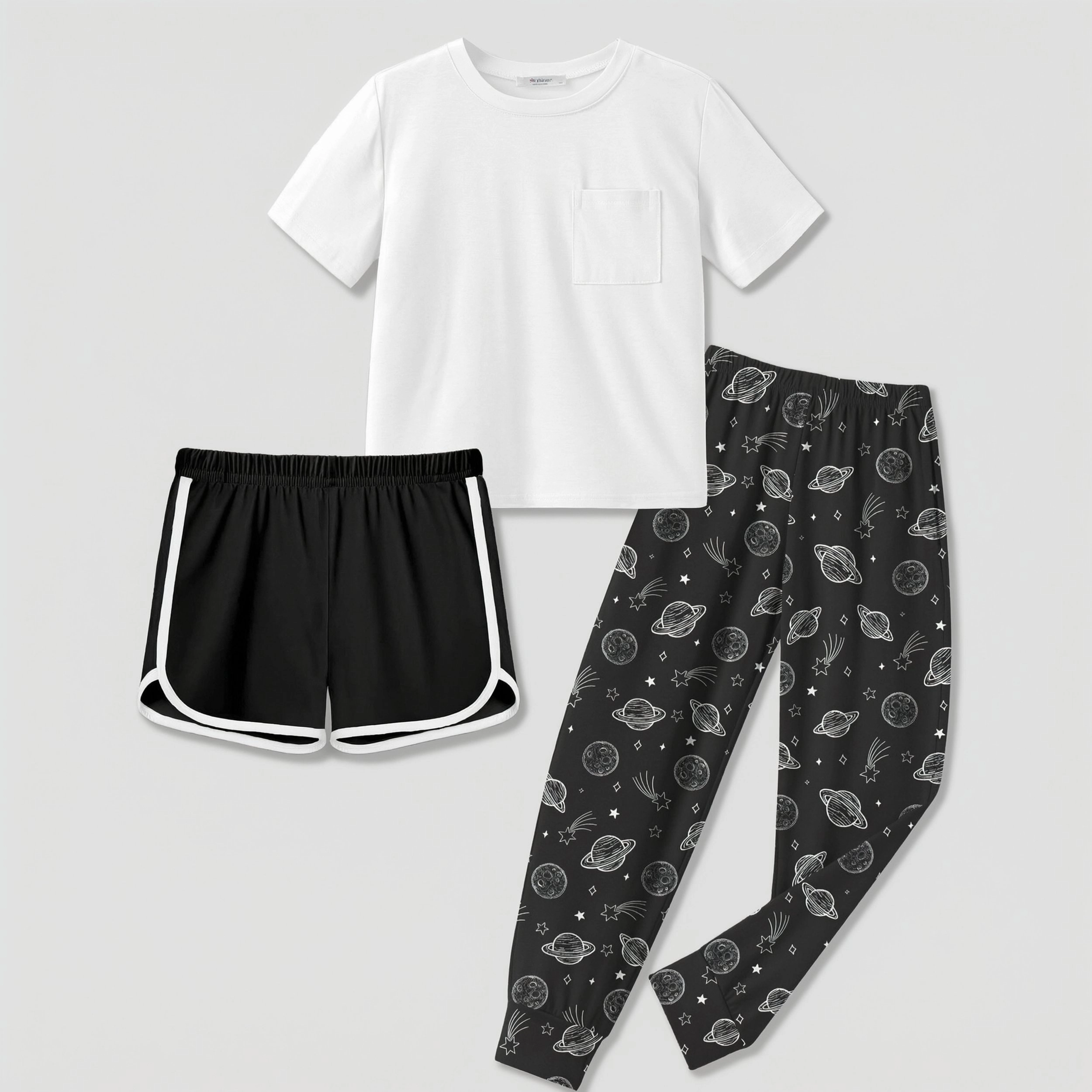 Arshiner Girls Clothes Piece Outfits Short Sleeve Shirt Dolphin Shorts Sets And Sweatpant