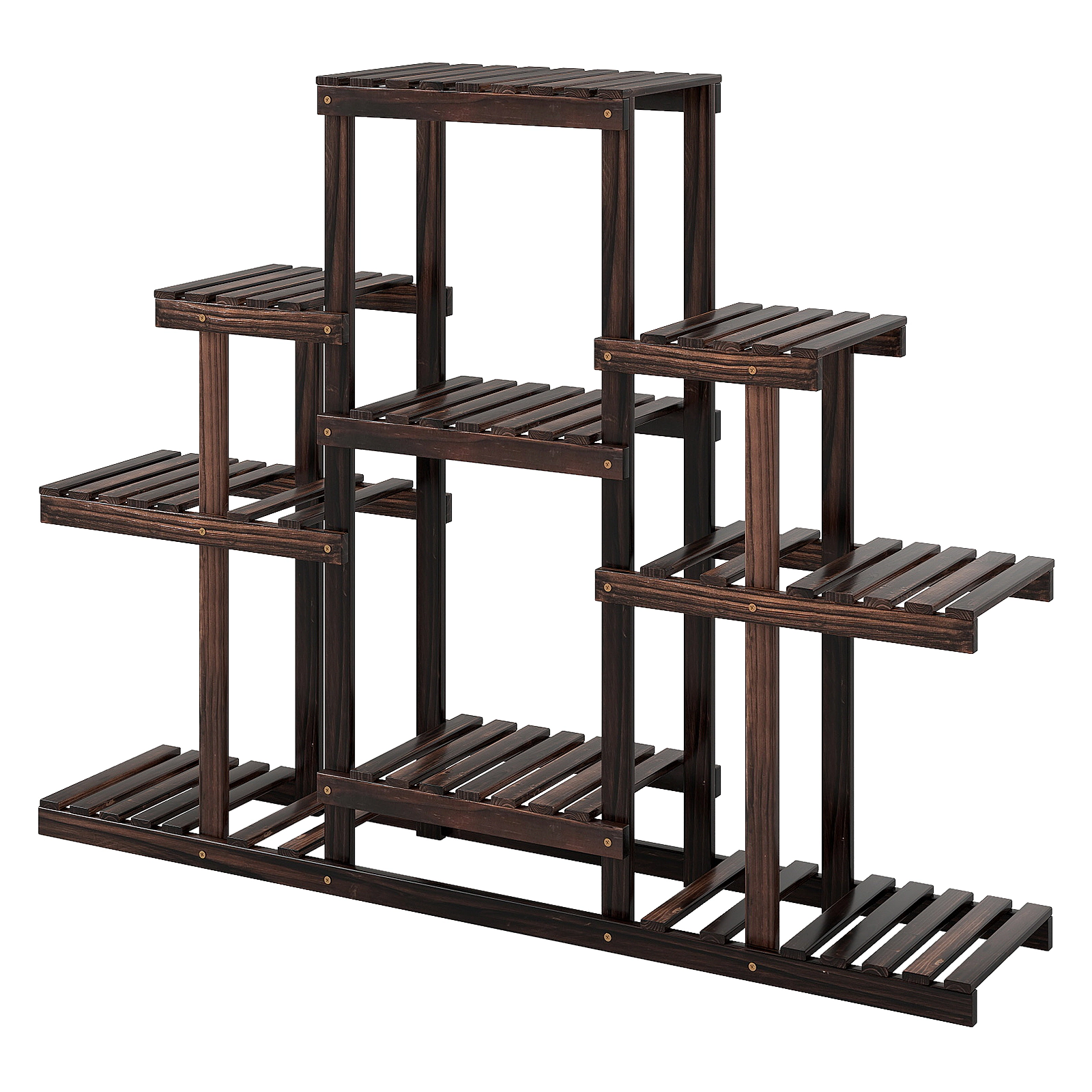 Slickblue 6-Tier Wooden Plant Stand with 9 Shelves for Indoor Outdoor Use