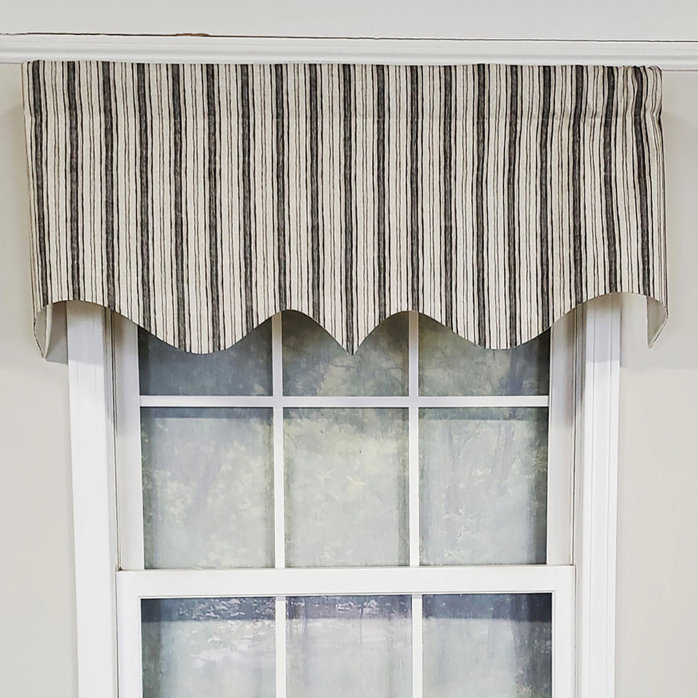 RLF Home Luxurious Modern Design Classic Brunswick Stripe Regal Style Window Valance 50" x 17" Gray
