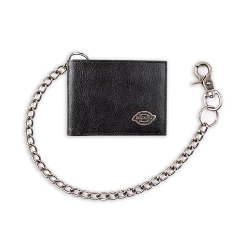 Dickies Men's Leather Trucker Chain Slimfold Wallet