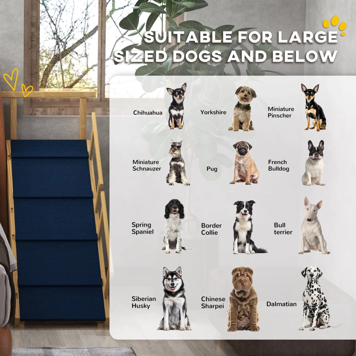 212 Main Paw Hut Adjustable Height Dog Ramp with Non-Slip Mat for All Dogs