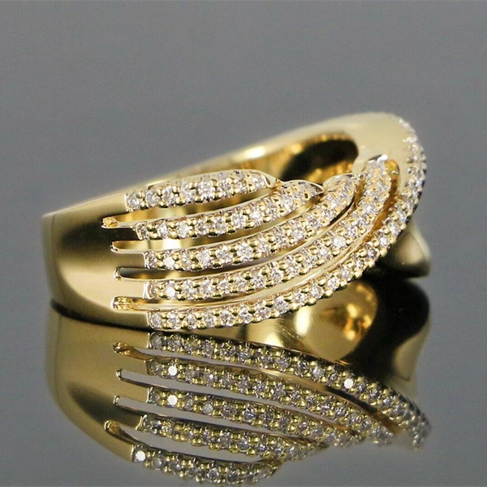 Women Twisted Micro-Pave Cubic Zirconia Band Ring