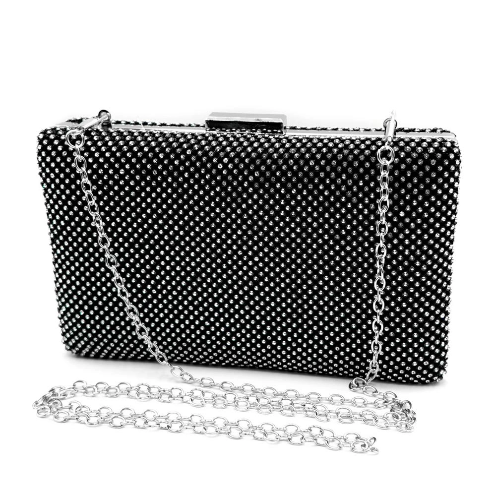 FASHNZFAB Bling Evening Clutch / Crossbody Bag Black