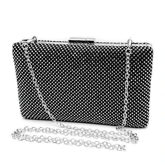 Fashnzfab Bling Evening Clutch / Crossbody Bag Black