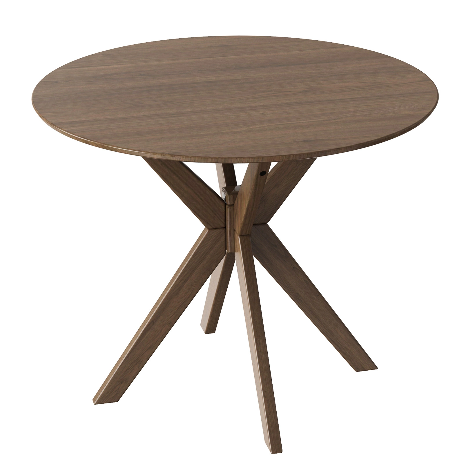 LJG 36 Inch Round Wood Dining Table with Intersecting Pedestal Base