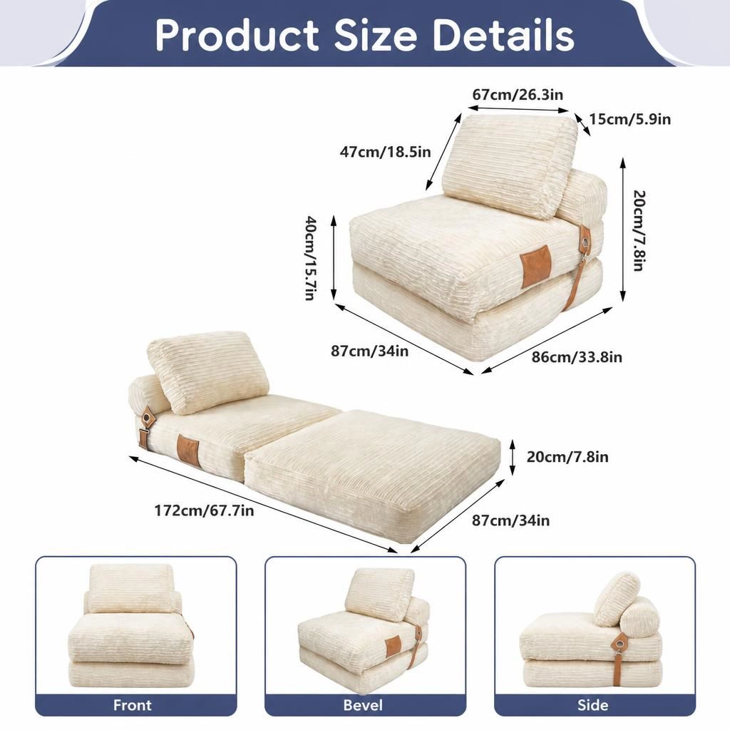 GOODSILO Soft Corduroy Lazy Bean Bag Chair Comfortable Plush Floor Lounge Seat