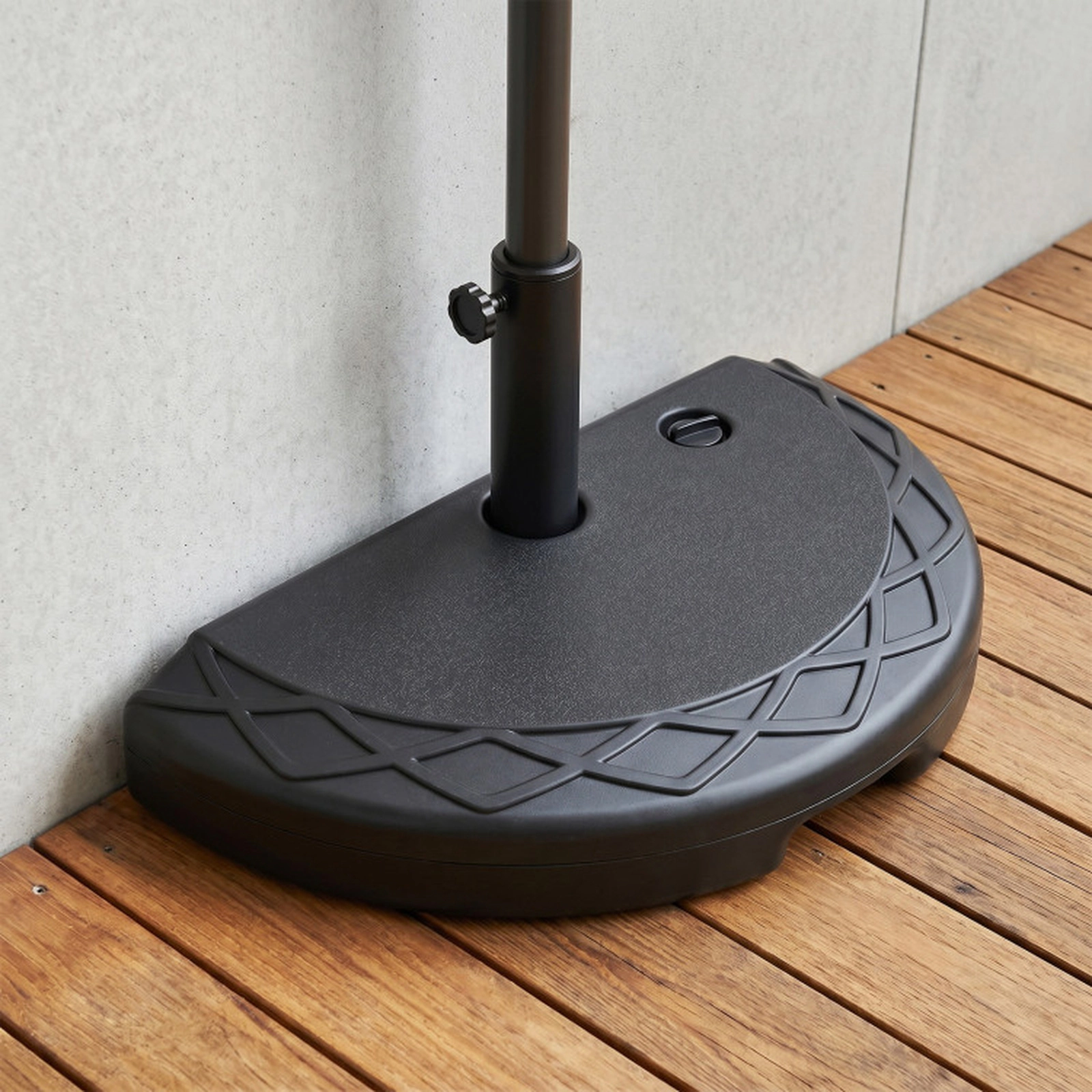 SUGIFT Half Round Patio Umbrella Base 44-lb Water and Sand Fillable Capacity for 7-8 ft Half Patio Umbrella Black