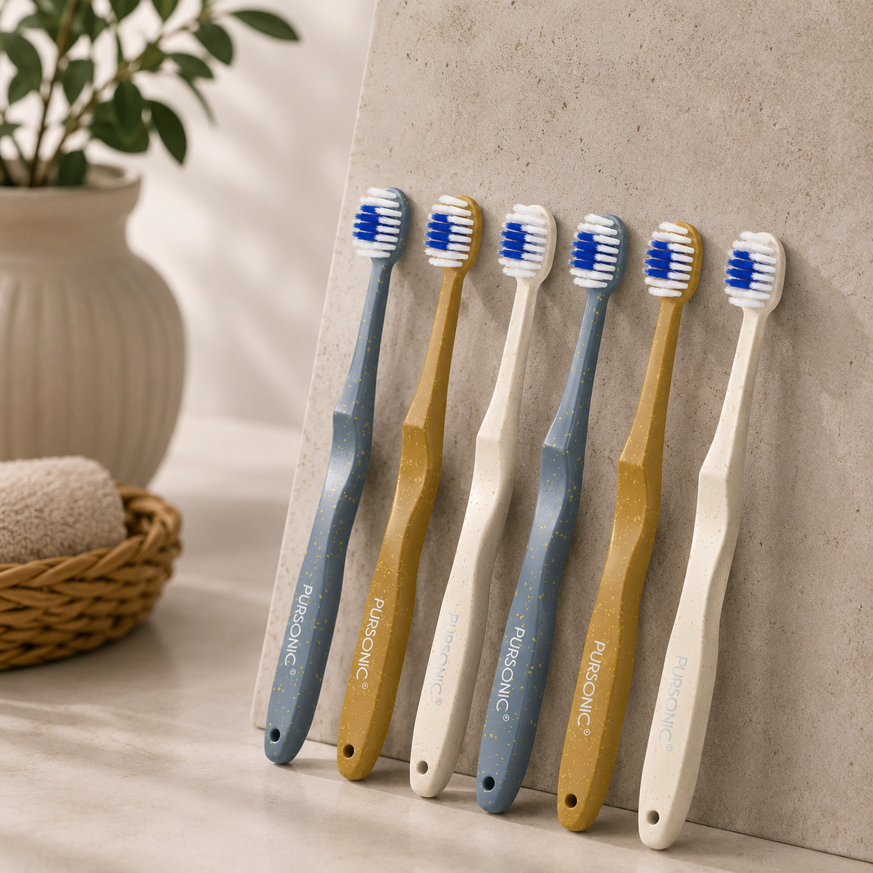 Pursonic Unisex Eco-Friendly Charcoal Bristle Deep Cleaning Wide Head Toothbrush