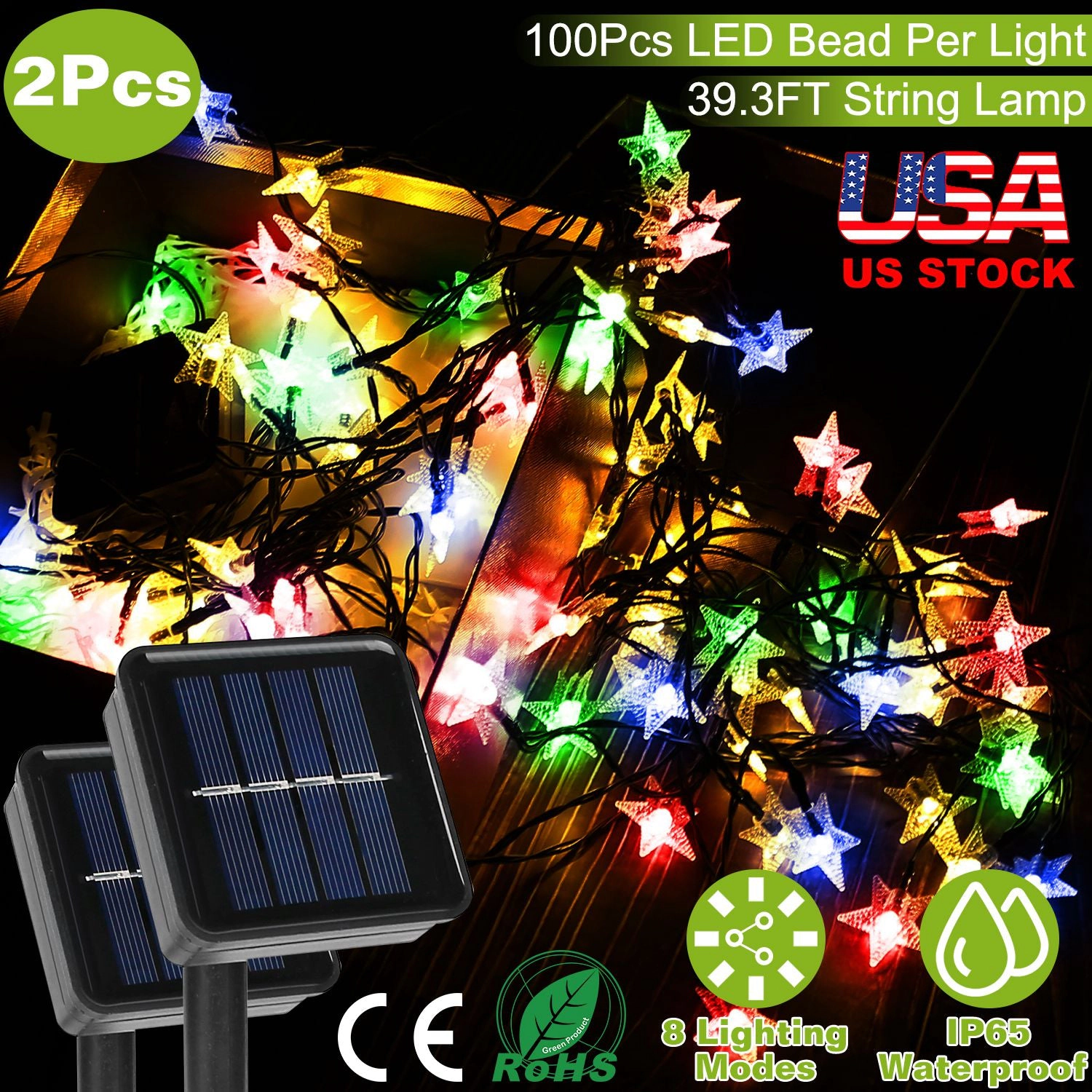 GBruno Solar Star String Lights 39.3FT 100LED