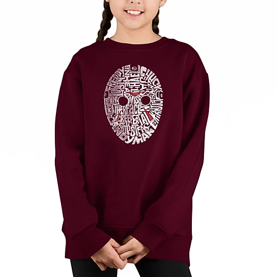LA Pop Art Girl's Word Art Sweatshirt - Slasher Movie Villians