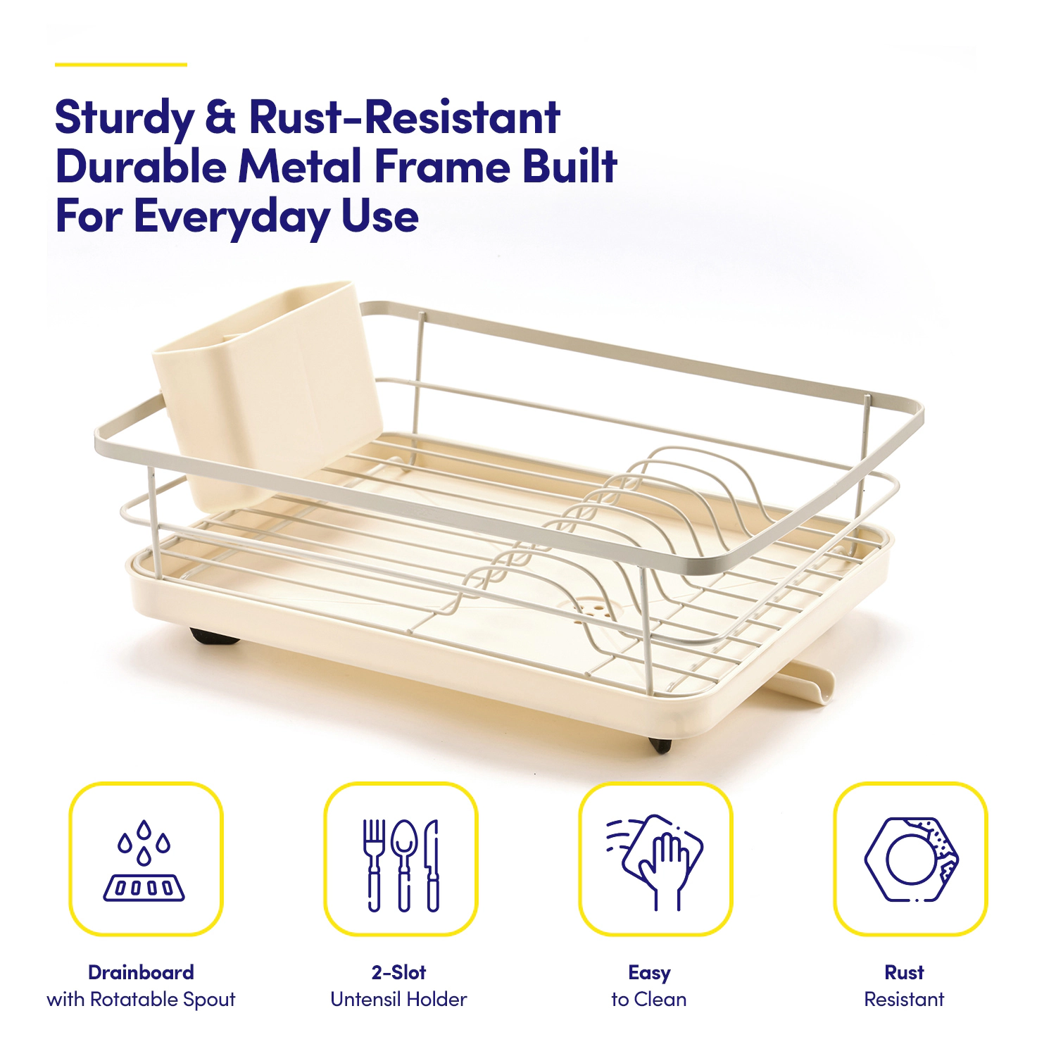 Sweet Home Collection 3-Piece Multi-Functional Dish Drying Rack with Drain Board & Utensil Holder