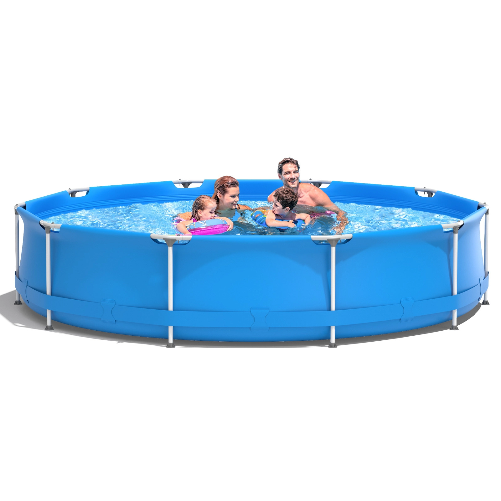 SUGIFT 12 x 12-ft 30-in Deep Blue Round 3-Layer Above Ground Swimming Pool with Pool Cover and Repair Kit