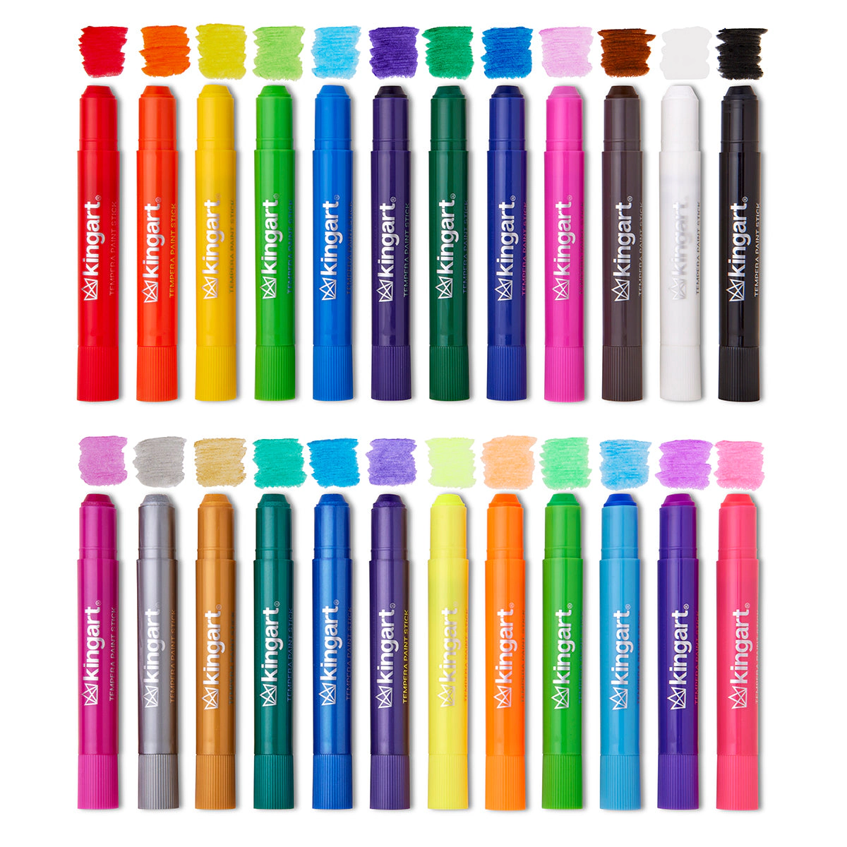 KINGART Tempera Paint Sticks Bundle - 48 pc, Quick-Dry Washable Colors