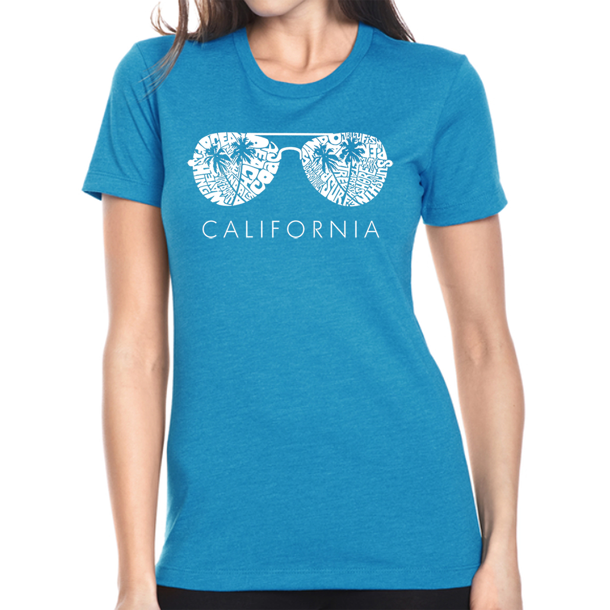 LA Pop Art Women's Cotton/Poly Blend Word T-Shirt - California Shades