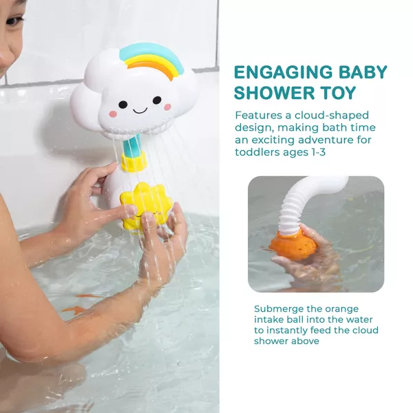 Sperric Baby Bath Toy Shower Head, Manual Bathtub Shower Sprayer for Toddlers, Interactive Cloud Design Baby Bath Toy