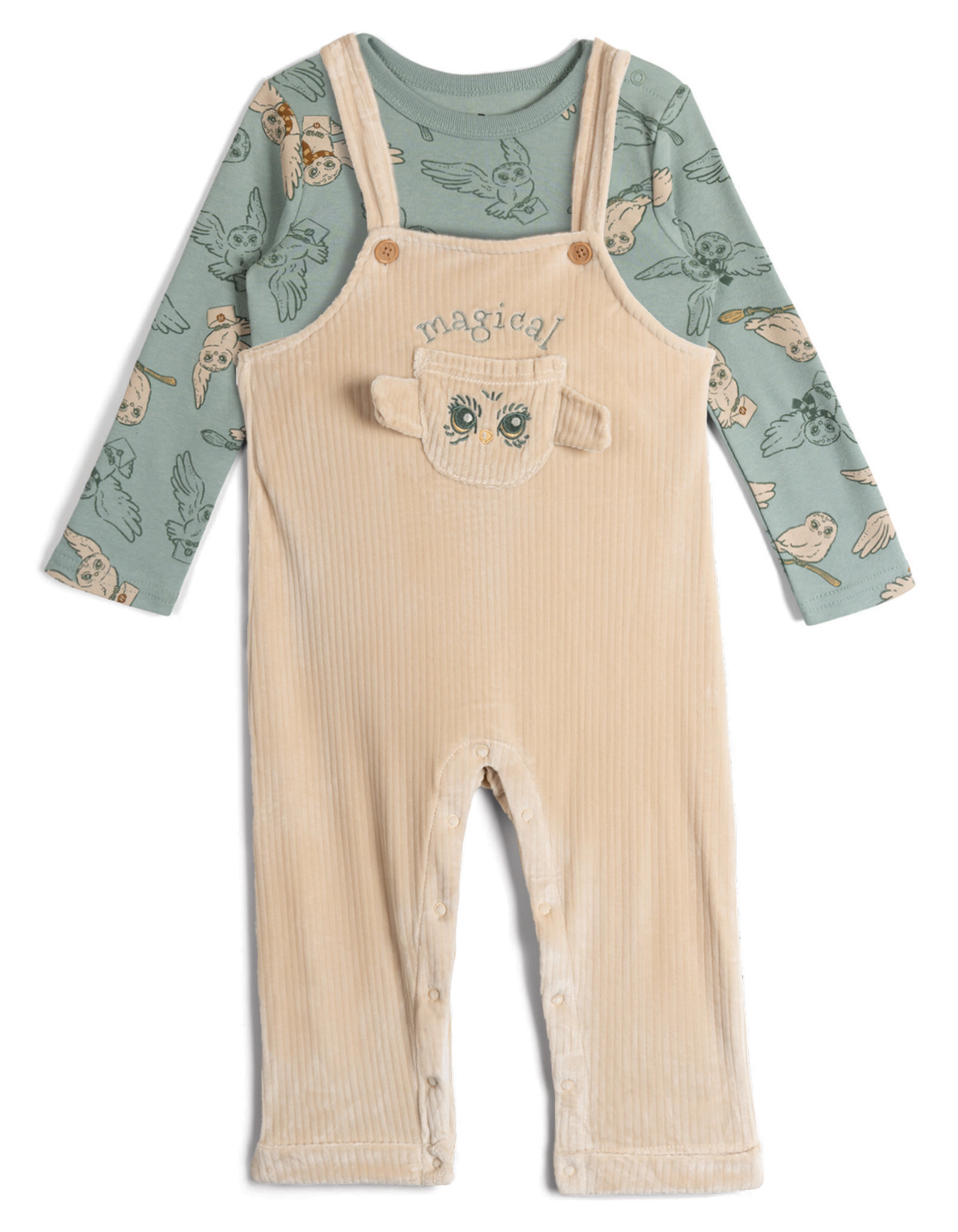 Harry Potter Hedwig Baby 2-Piece Overalls and T-Shirt Set